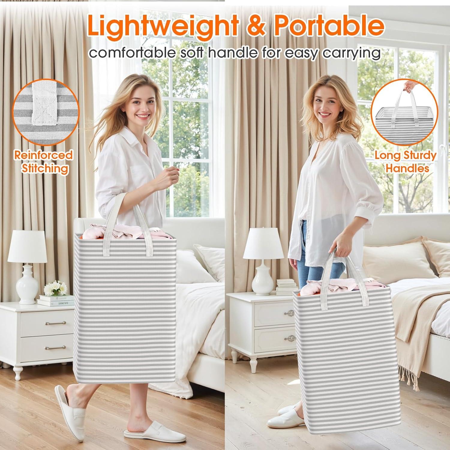 Paquete de 3 Cestas de Ropa Plegables SmartTrends 75L Gris