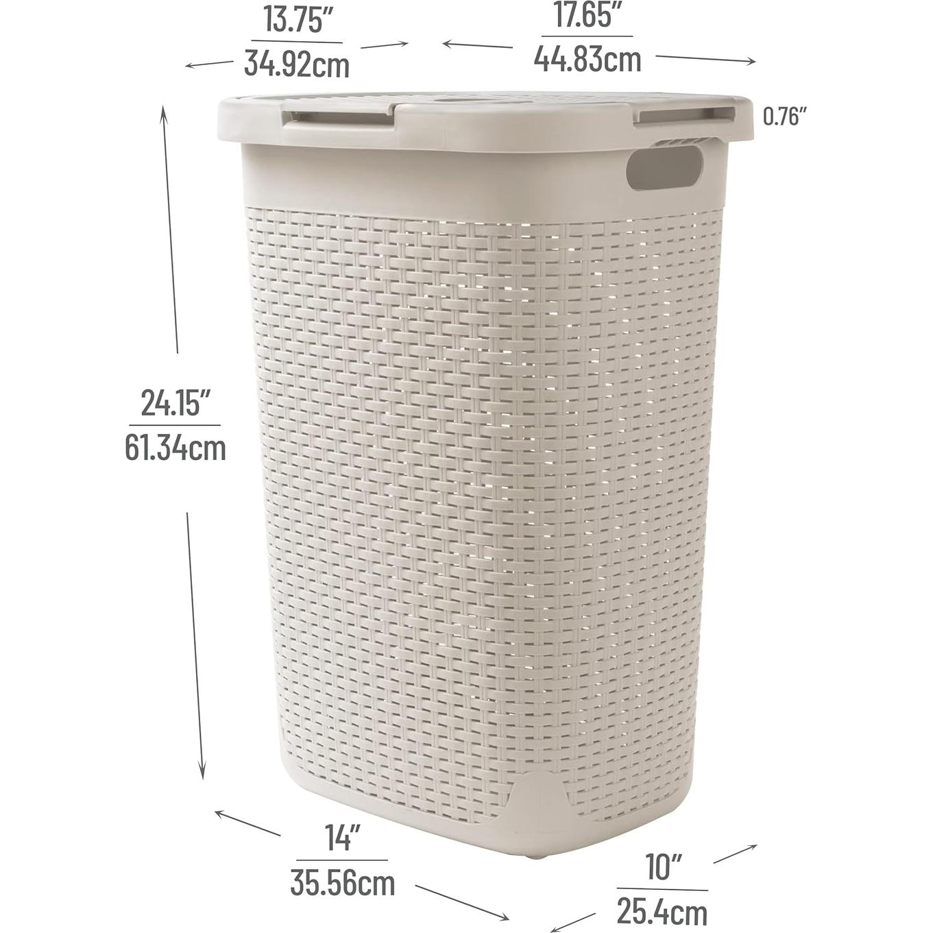 Cesto de Ropa Slim Mind Reader 60L con Tapa Marfil