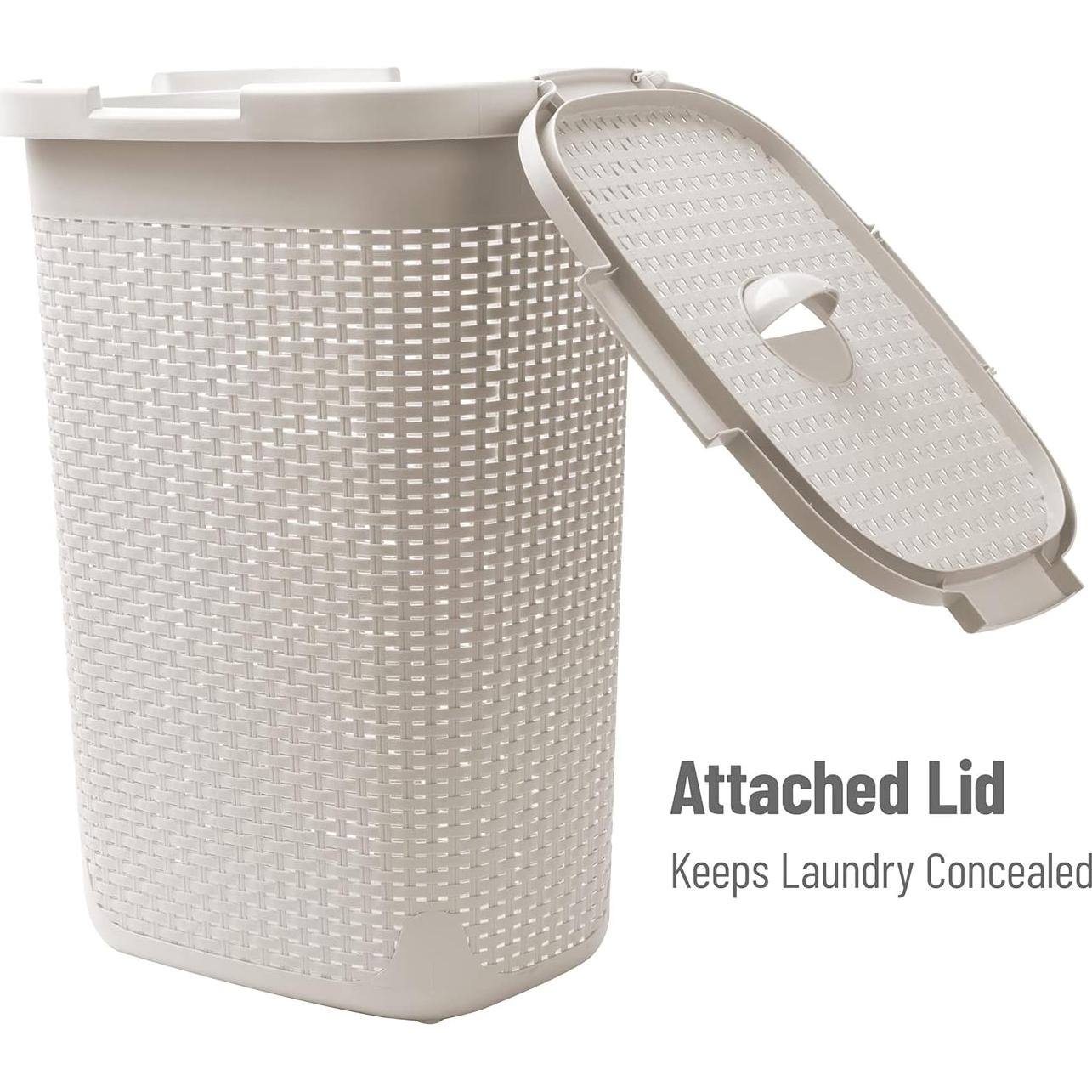 Cesto de Ropa Slim Mind Reader 60L con Tapa Marfil