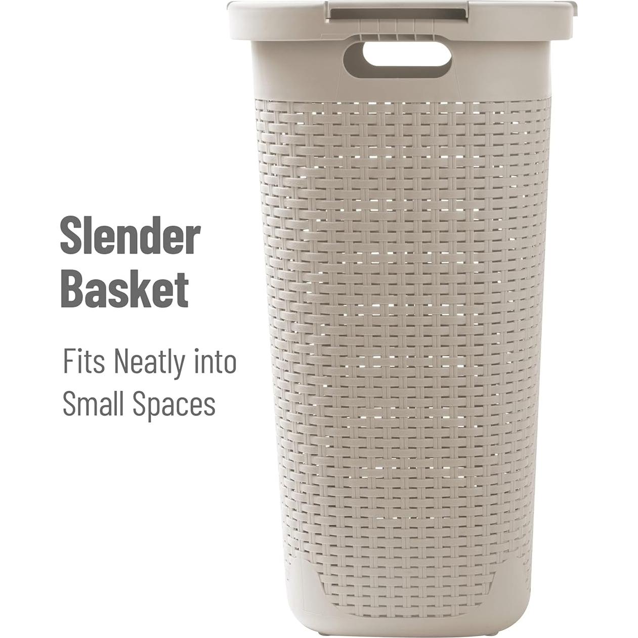 Cesto de Ropa Slim Mind Reader 60L con Tapa Marfil