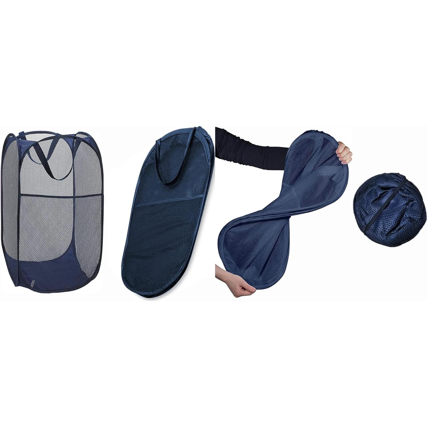 Cestas de Ropa Plegables Buenod 77L 2 Paquetes Negro/Azul