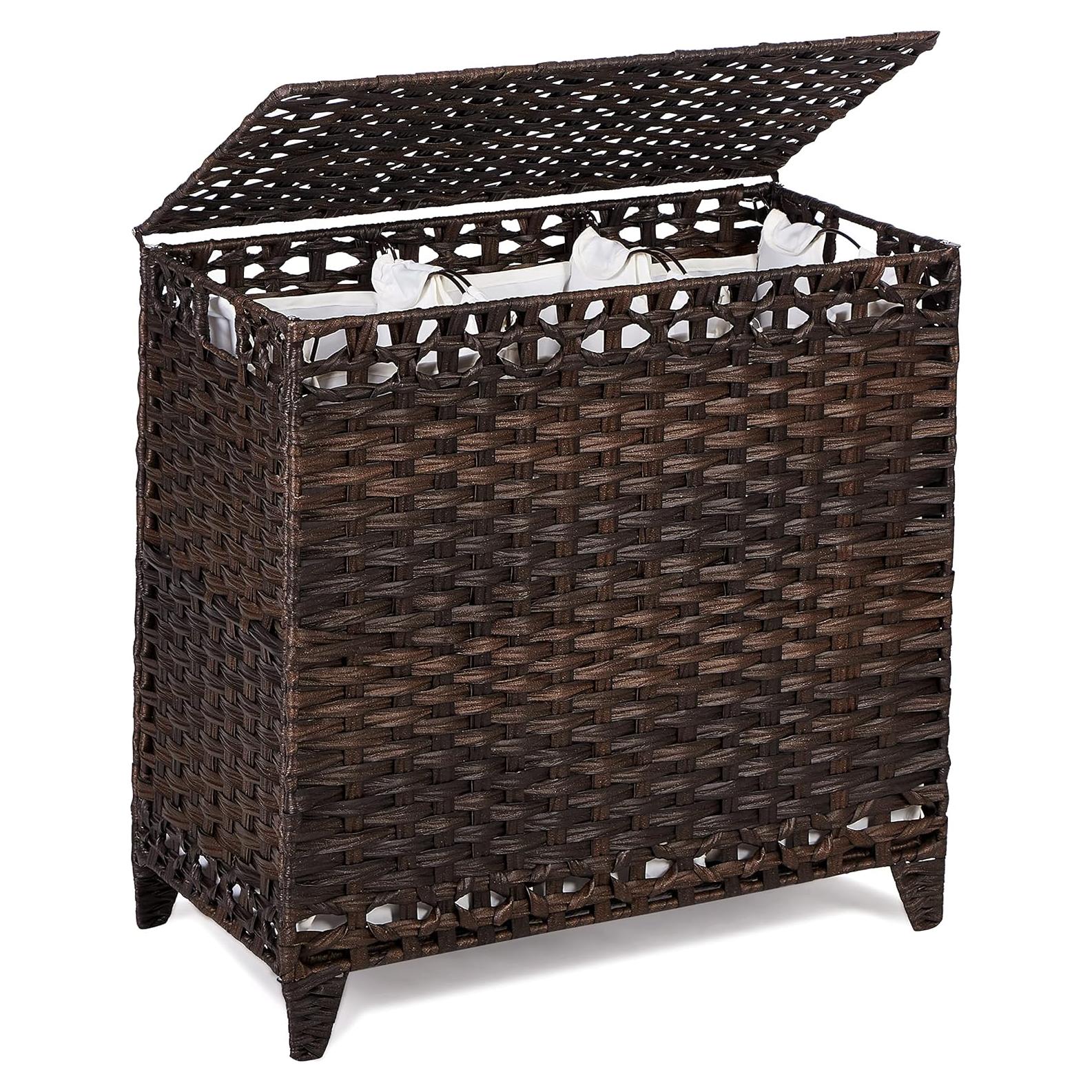 Cesta de Ropa Hermina 132L con 3 Bolsas Removibles Marrón