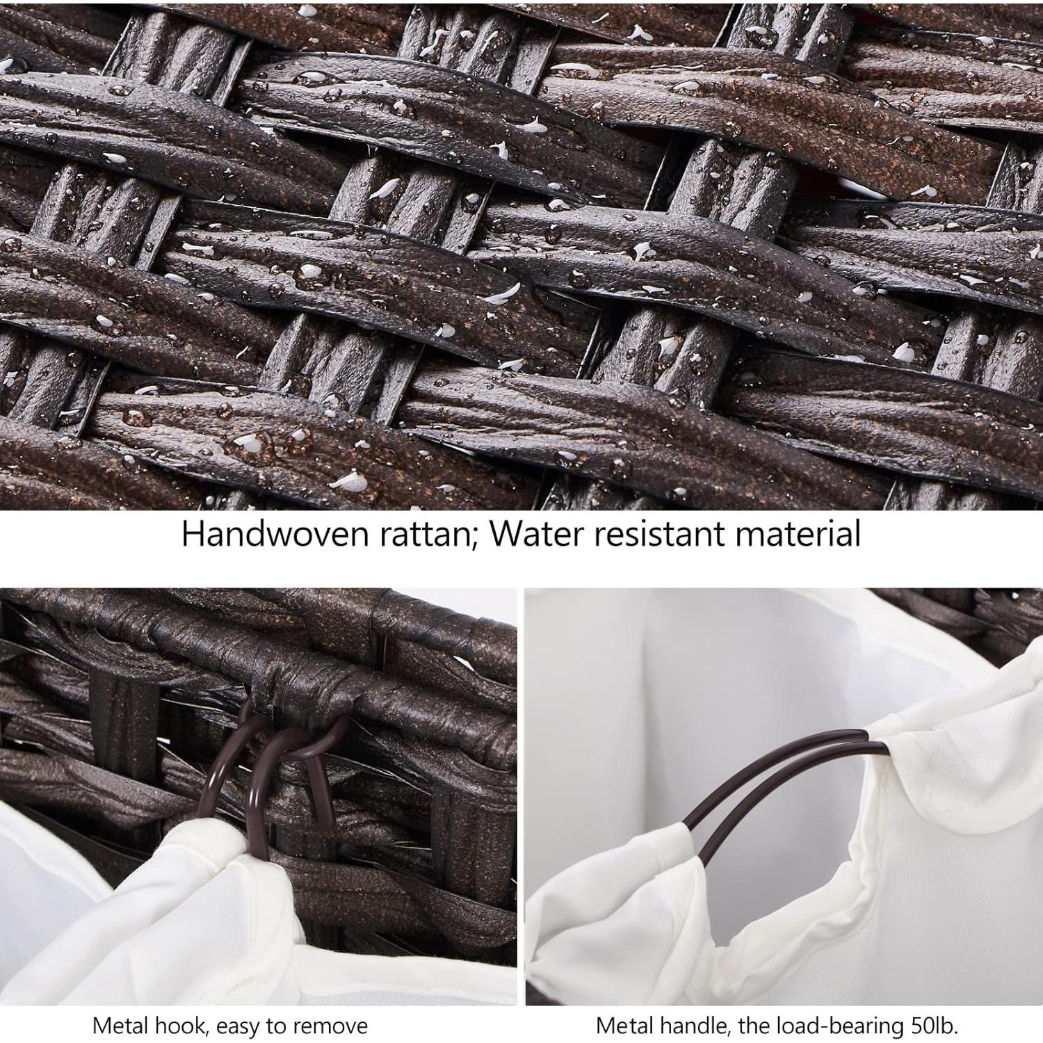 Cesta de Ropa Hermina 132L con 3 Bolsas Removibles Marrón