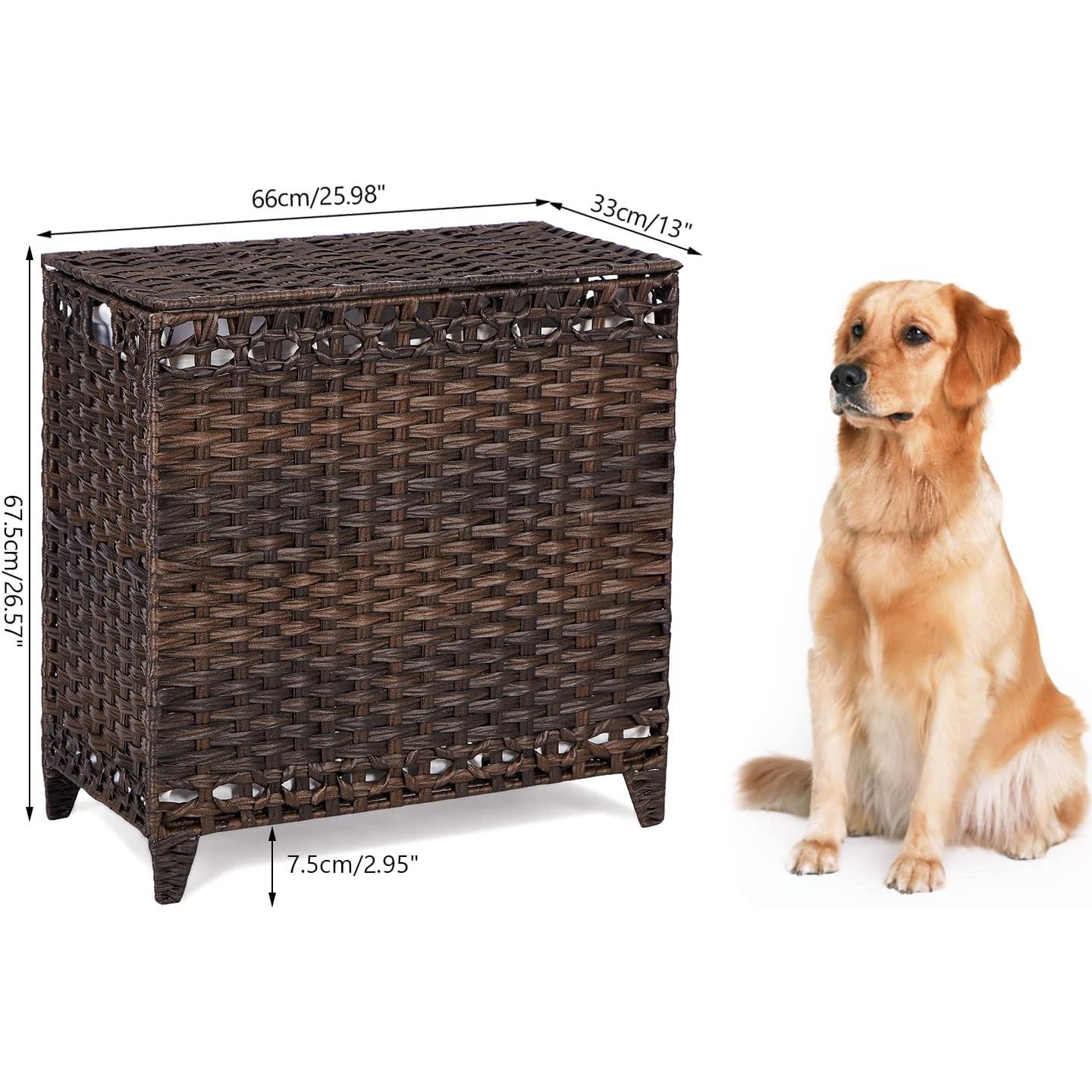 Cesta de Ropa Hermina 132L con 3 Bolsas Removibles Marrón