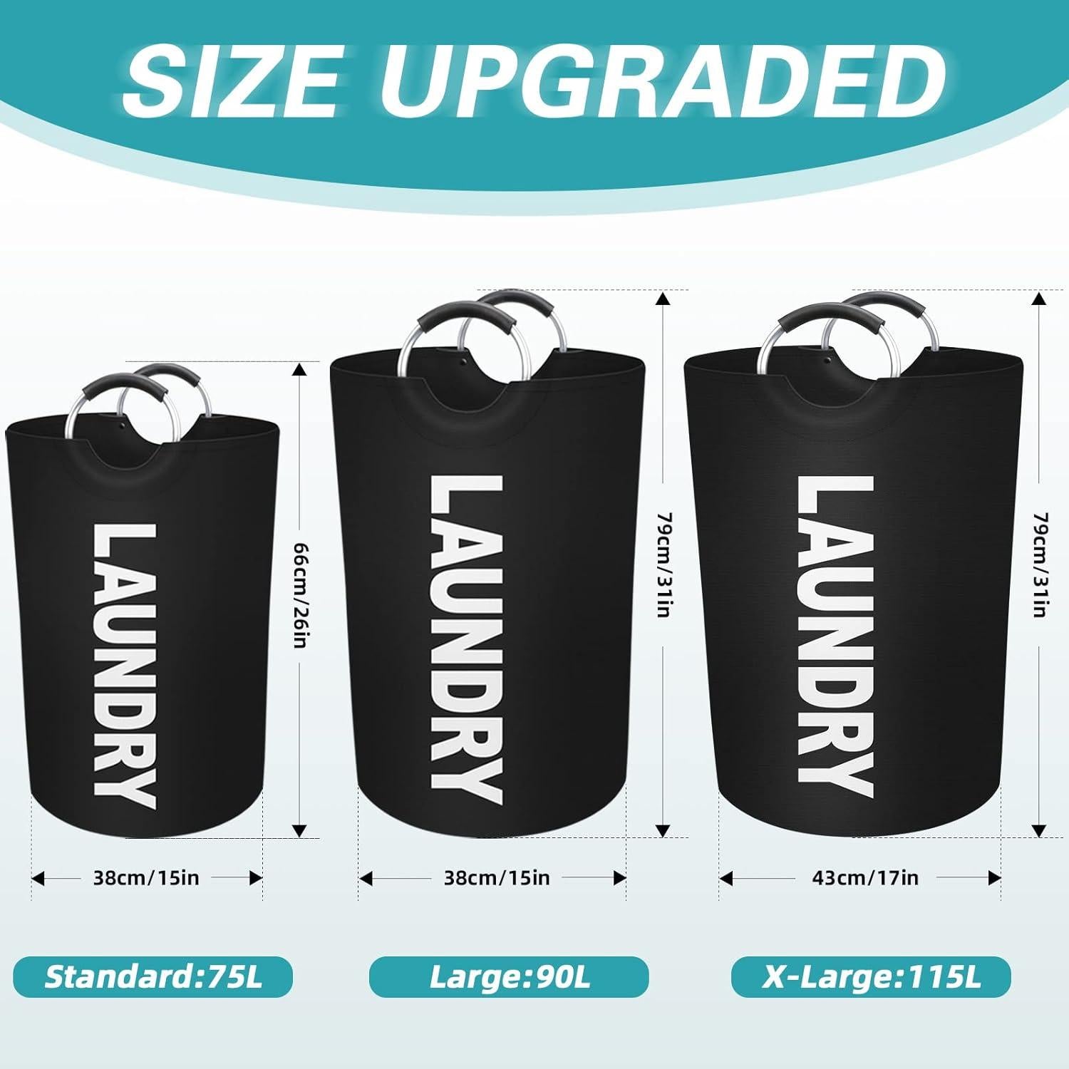 Cesta de Ropa Plegable StorageRight 90L Impermeable Negra