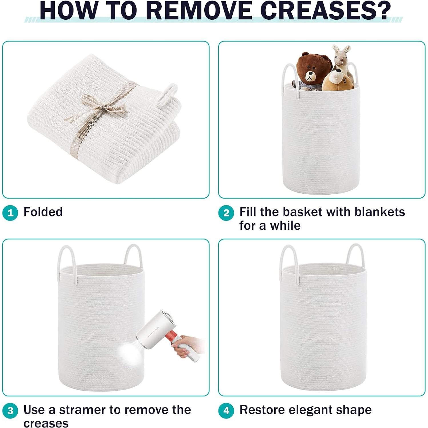 Cesta de lavandería YOUDENOVA 58L algodón blanca colapsable