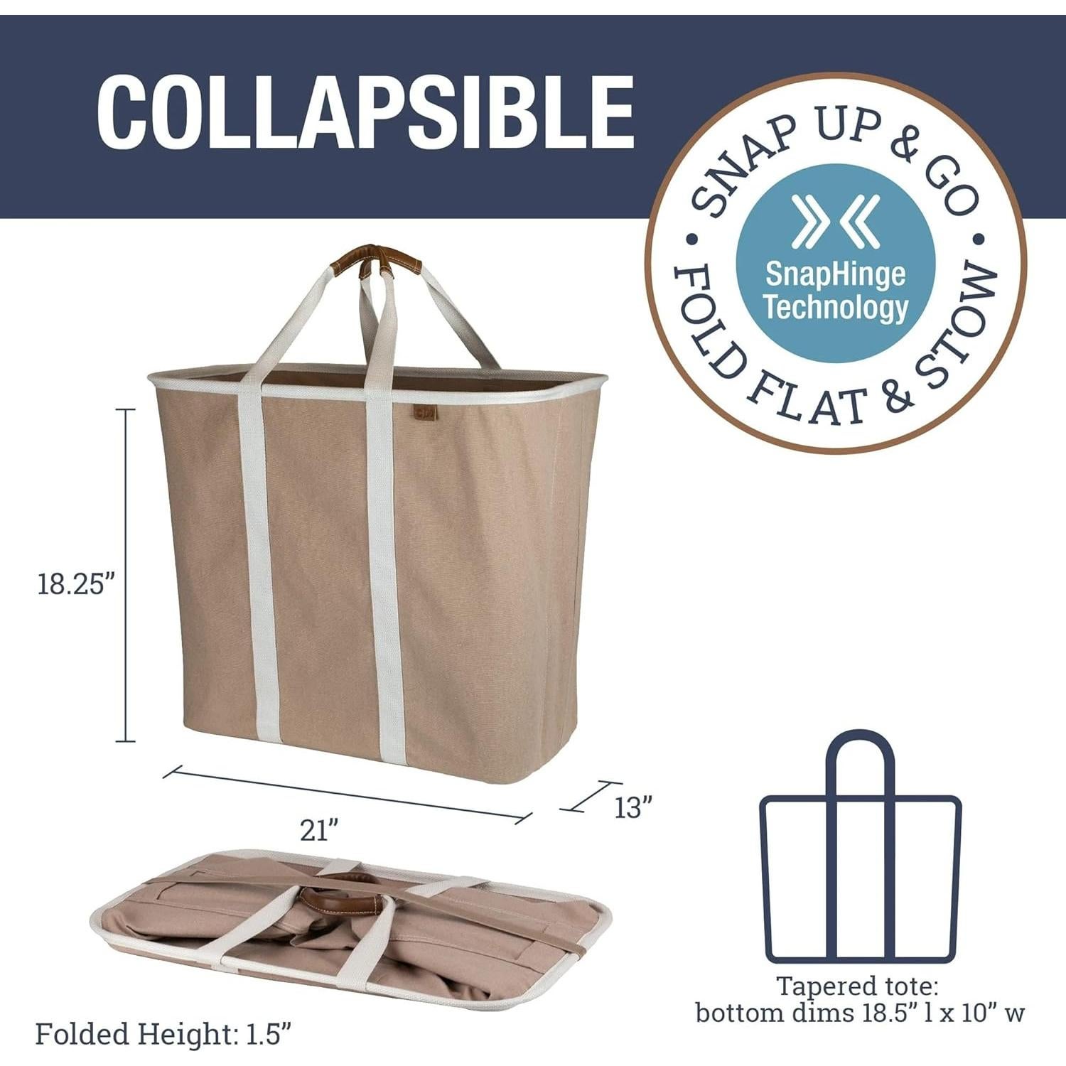 Cesta de Ropa Plegable CleverMade LUXE Marrón 64L 2-Pack