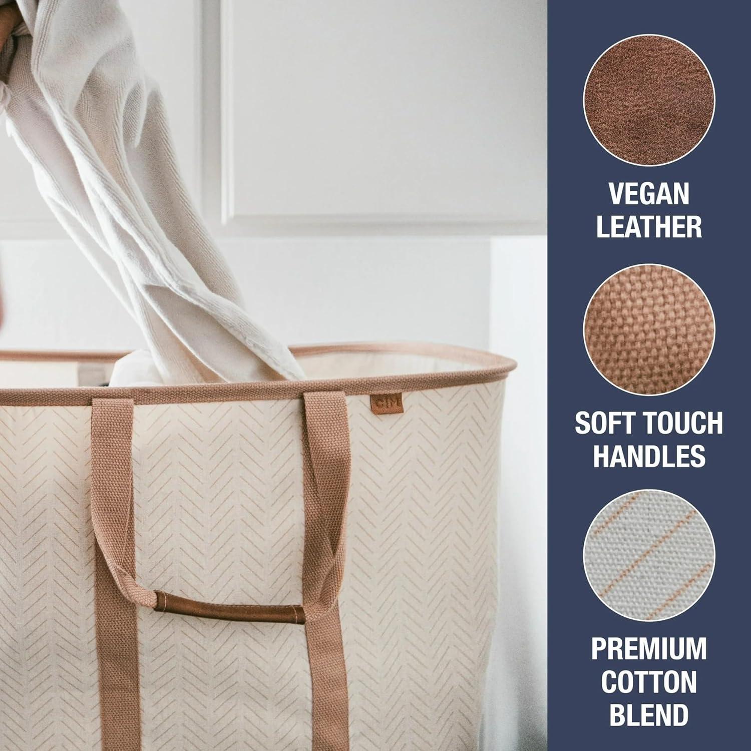 Cesta de Ropa Plegable CleverMade LUXE Marrón 64L 2-Pack