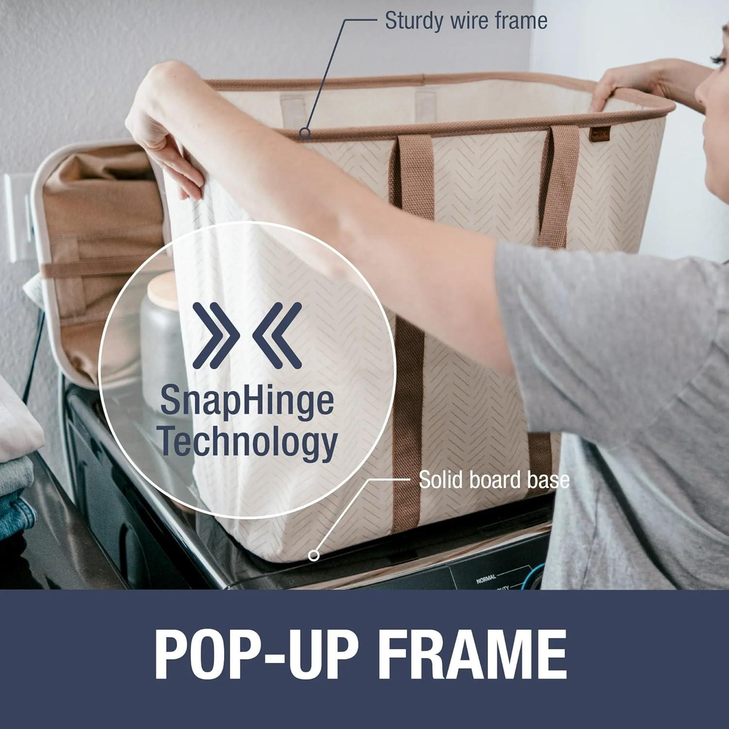 Cesta de Ropa Plegable CleverMade LUXE Marrón 64L 2-Pack