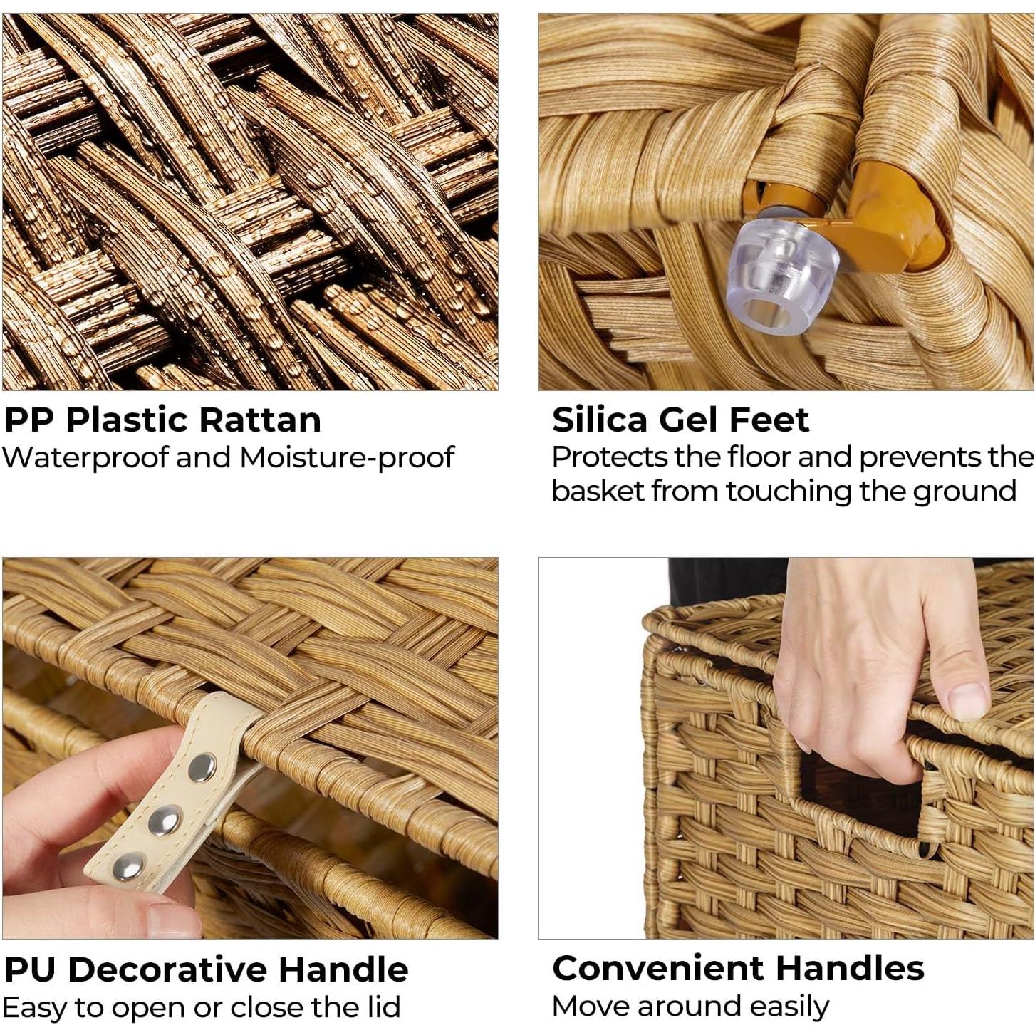 Cesta de Ropa GREENSTELL 60L con Tapa y 2 Bolsas Removibles