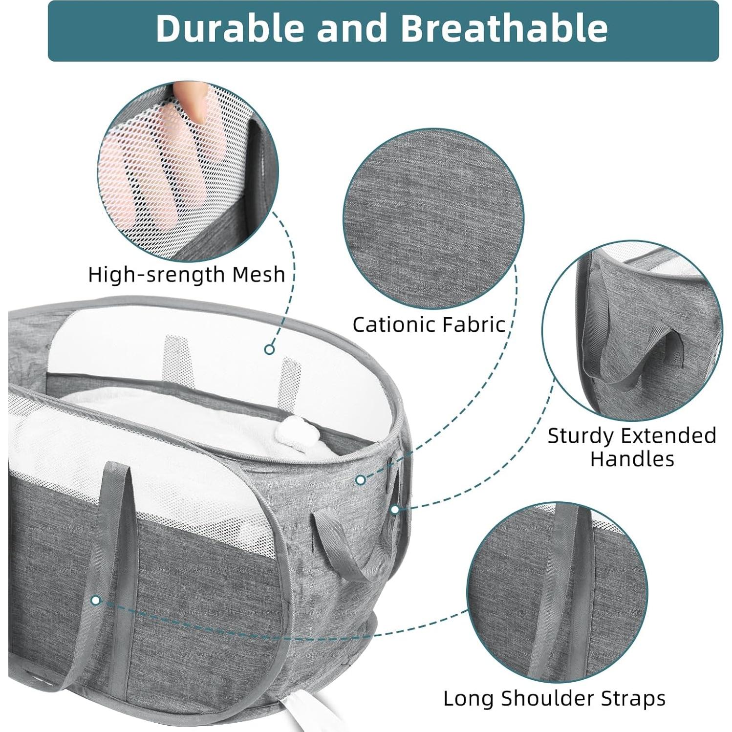 Cesta de Ropa Plegable BATTOO Gris 82L Resistente y Portátil