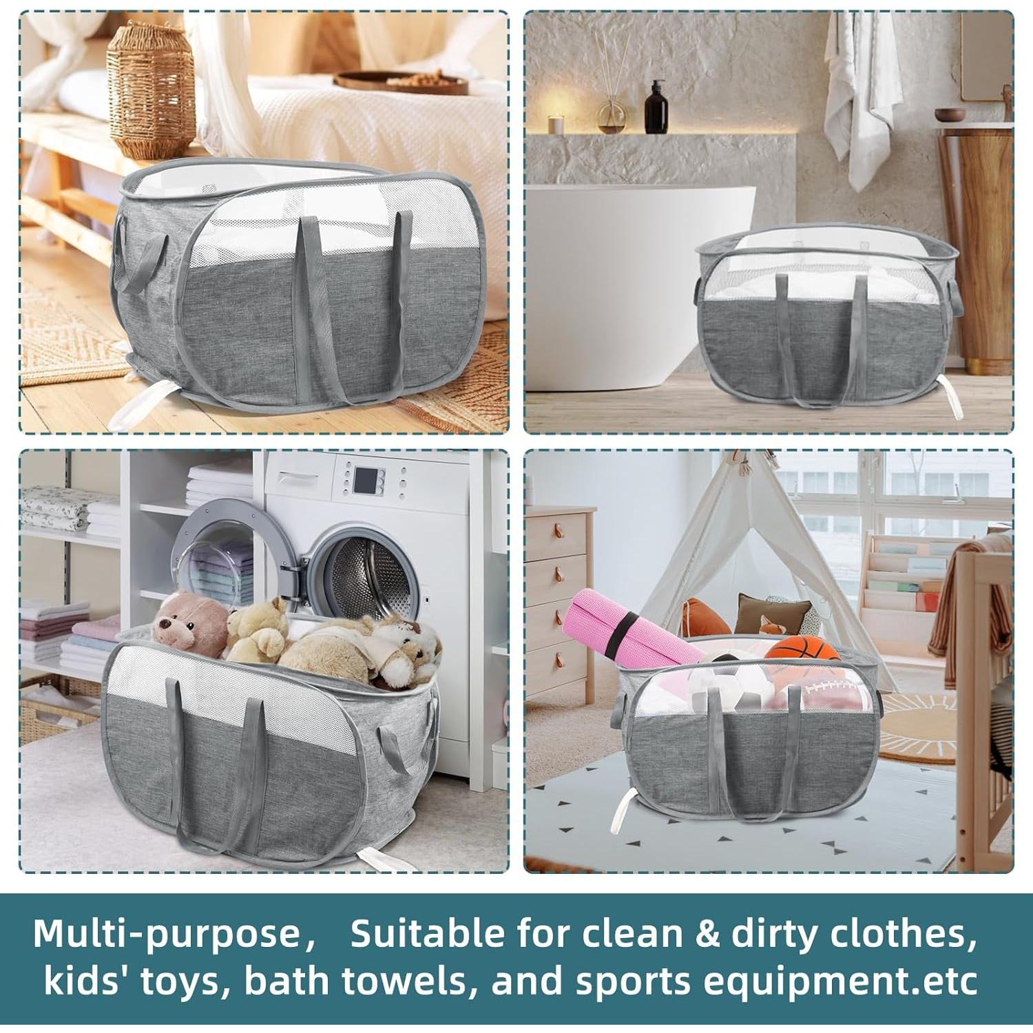 Cesta de Ropa Plegable BATTOO Gris 82L Resistente y Portátil