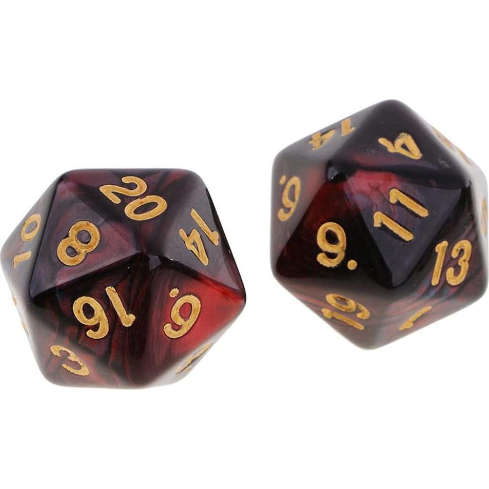 10 Dados D20 Acrílicos 20mm Yiotfandoll Rojo Azul RPG