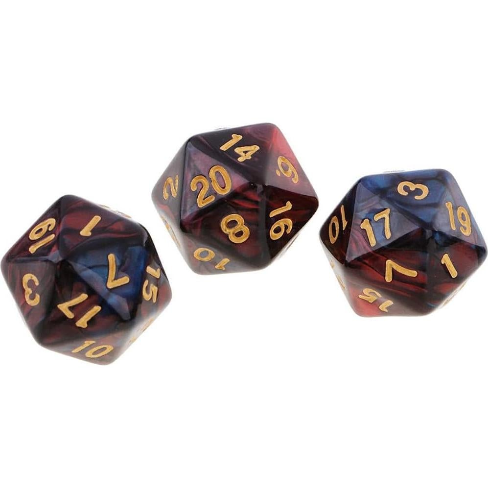 10 Dados D20 Acrílicos 20mm Yiotfandoll Rojo Azul RPG