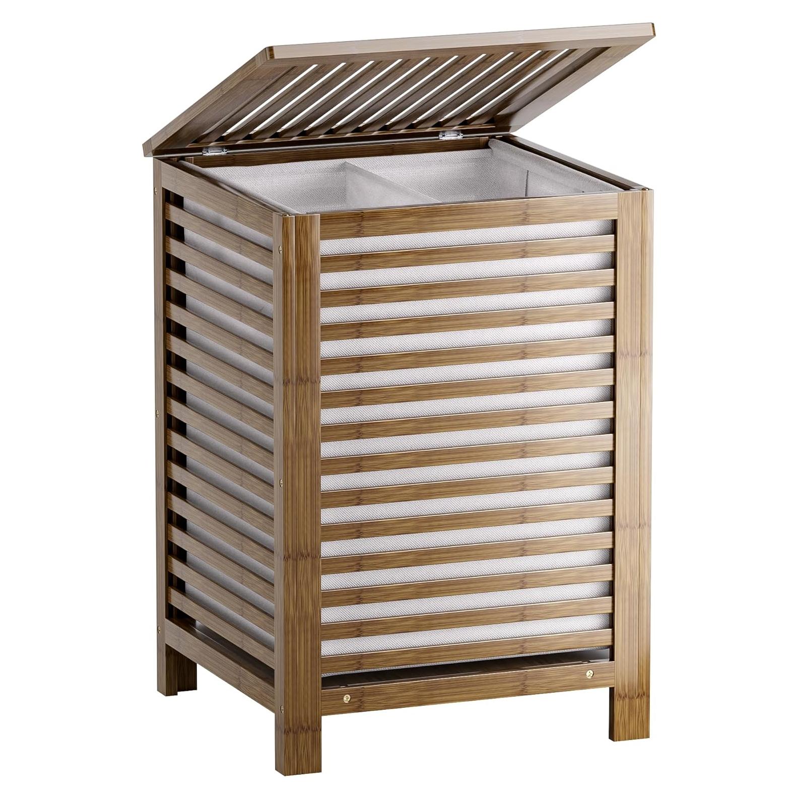 Cesto de Ropa Doble SMIBUY 120L con Tapa y Bolsa Extraíble