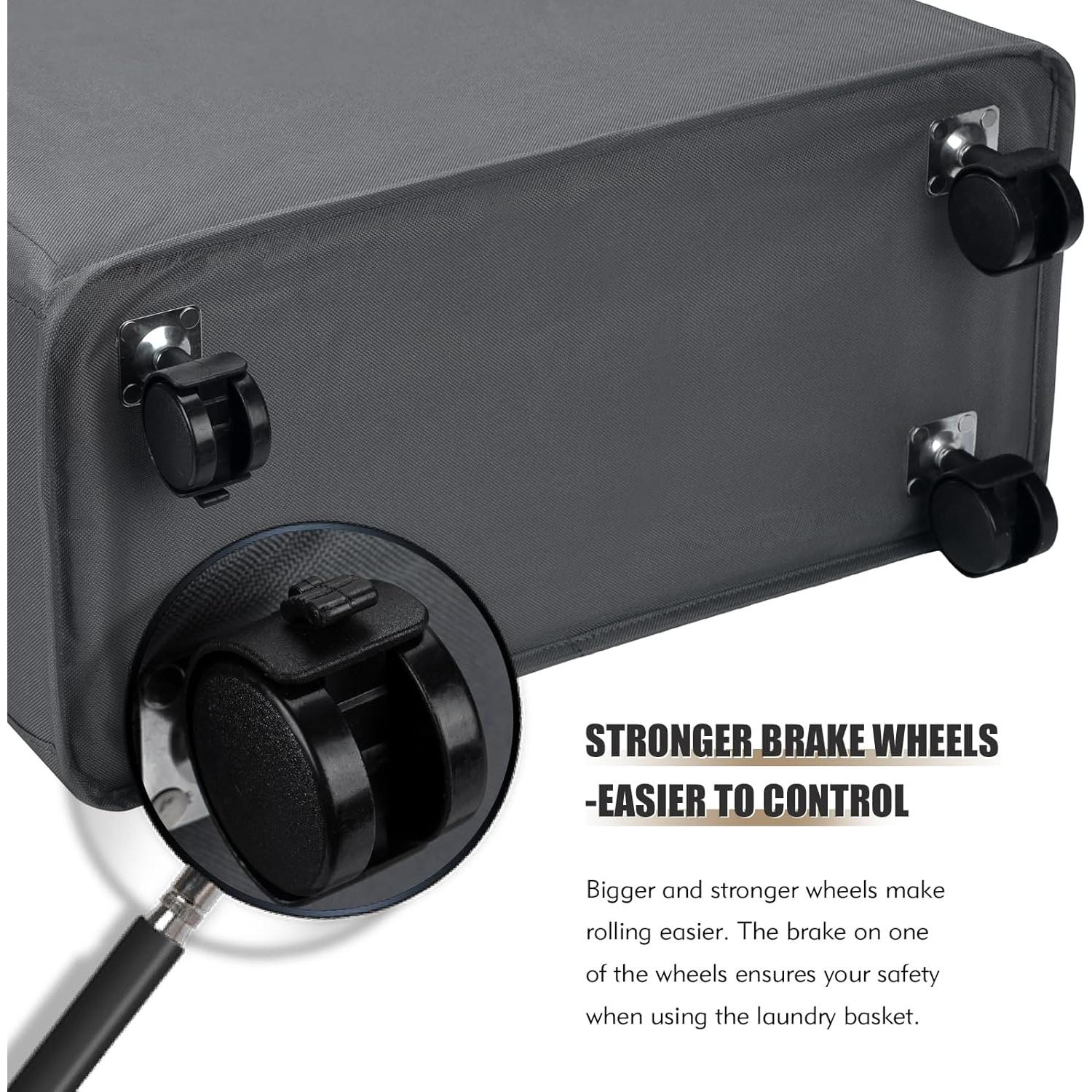 Cesta de Ropa Plegable DOKEHOM 52L con Ruedas Gris Oscuro