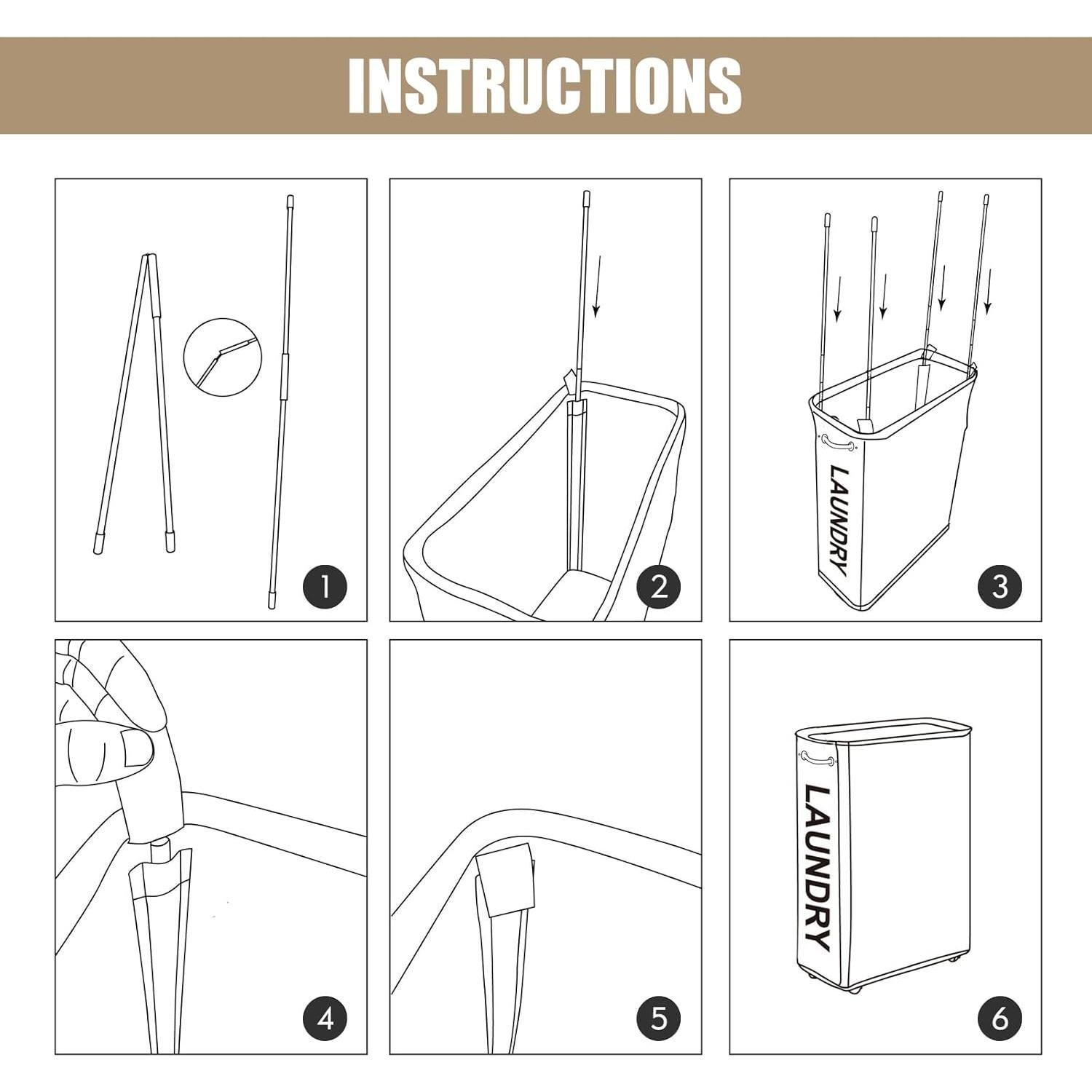 Cesta de Ropa Plegable DOKEHOM 52L con Ruedas Gris Oscuro