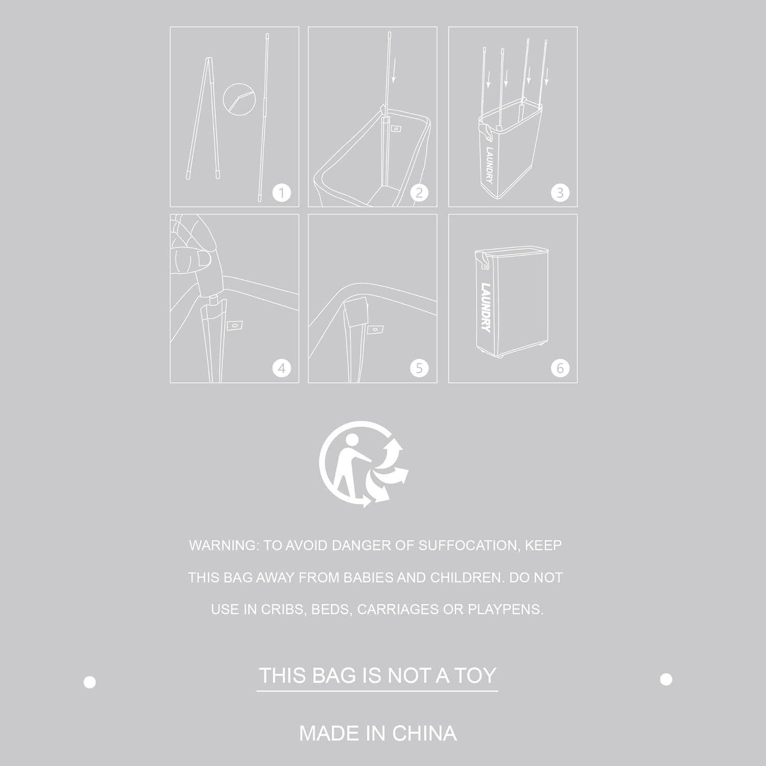 Cesta de Ropa Plegable DOKEHOM 52L con Ruedas Gris Oscuro