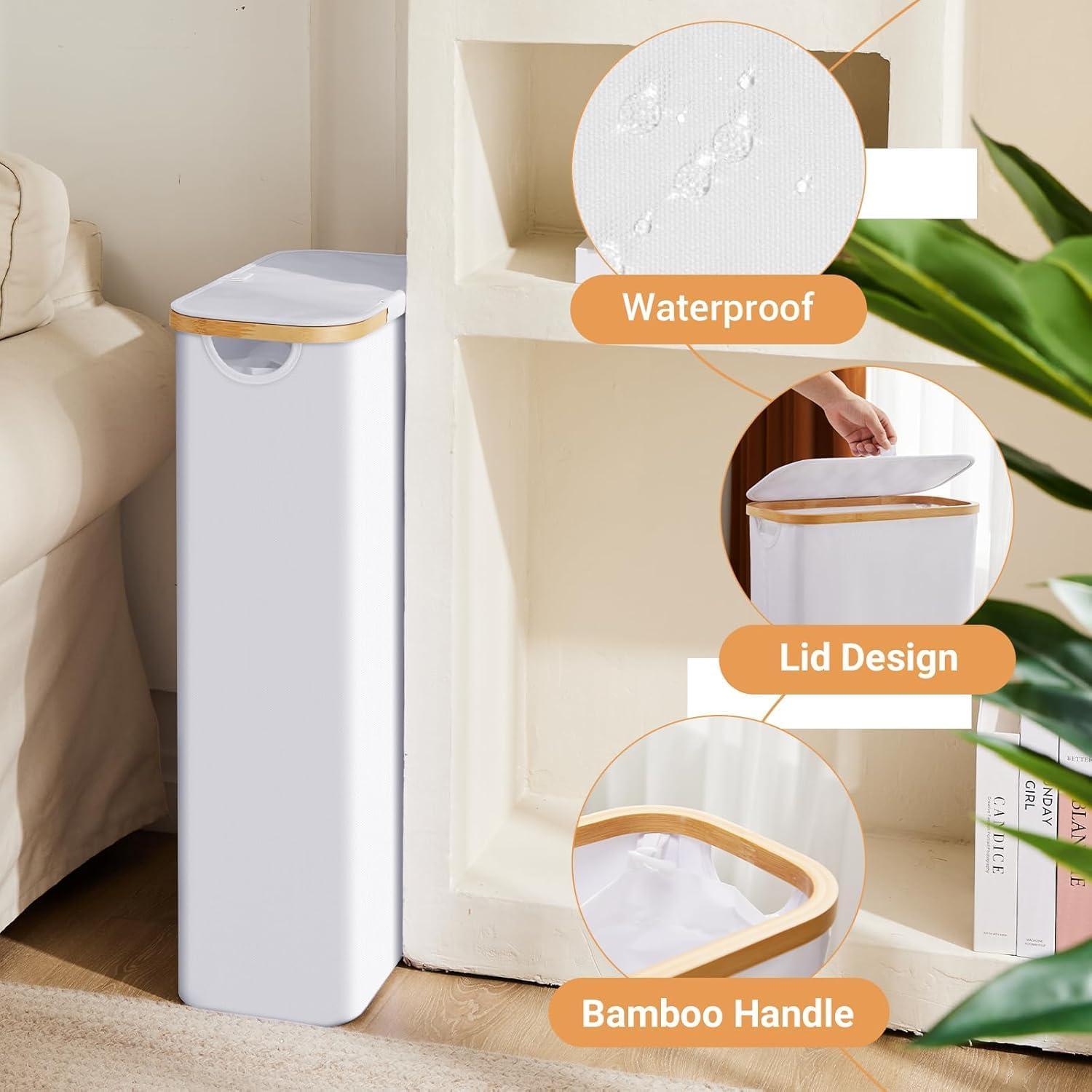 Cesta de lavandería delgada 63L con tapa y bolsa extraíble - Fiona