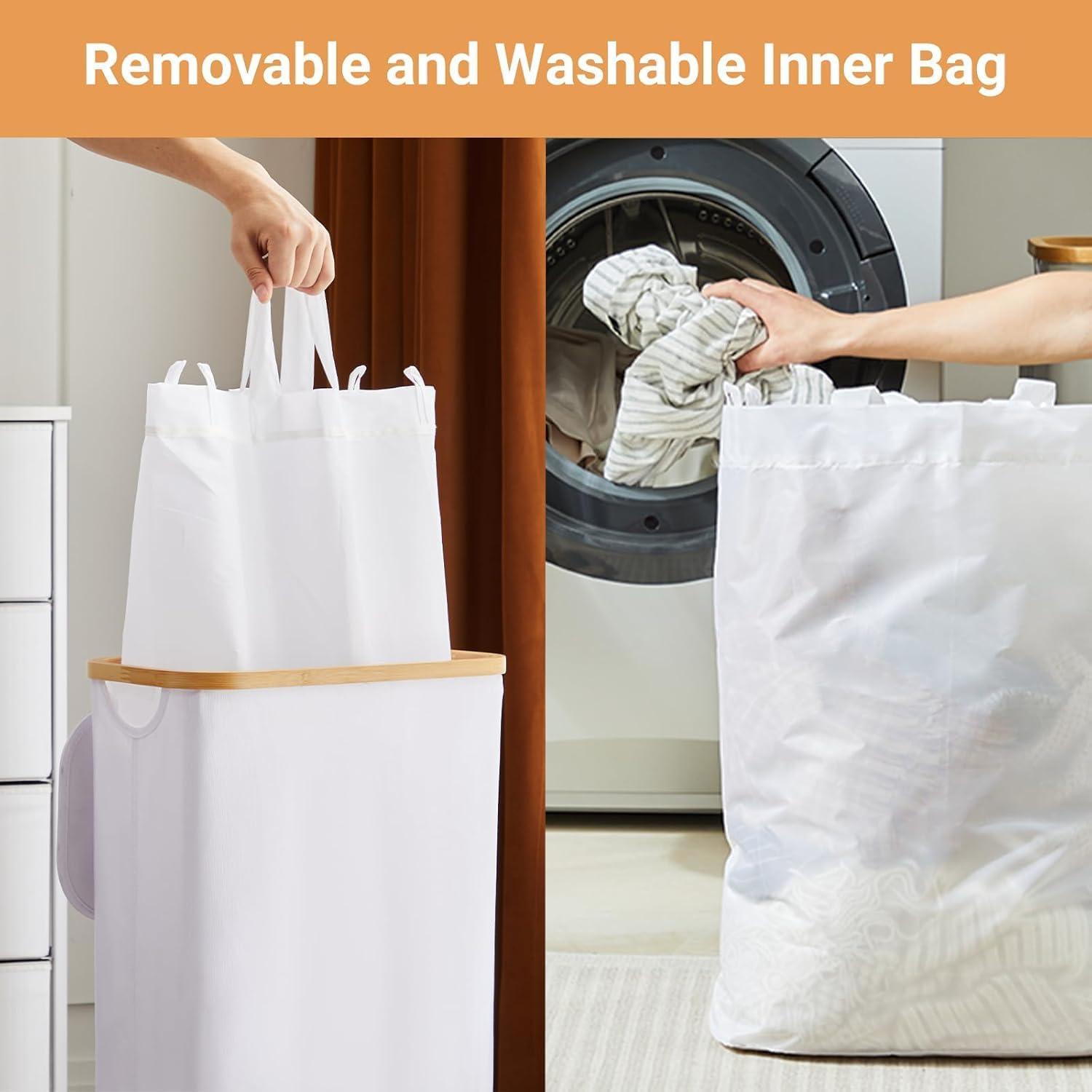 Cesta de lavandería delgada 63L con tapa y bolsa extraíble - Fiona