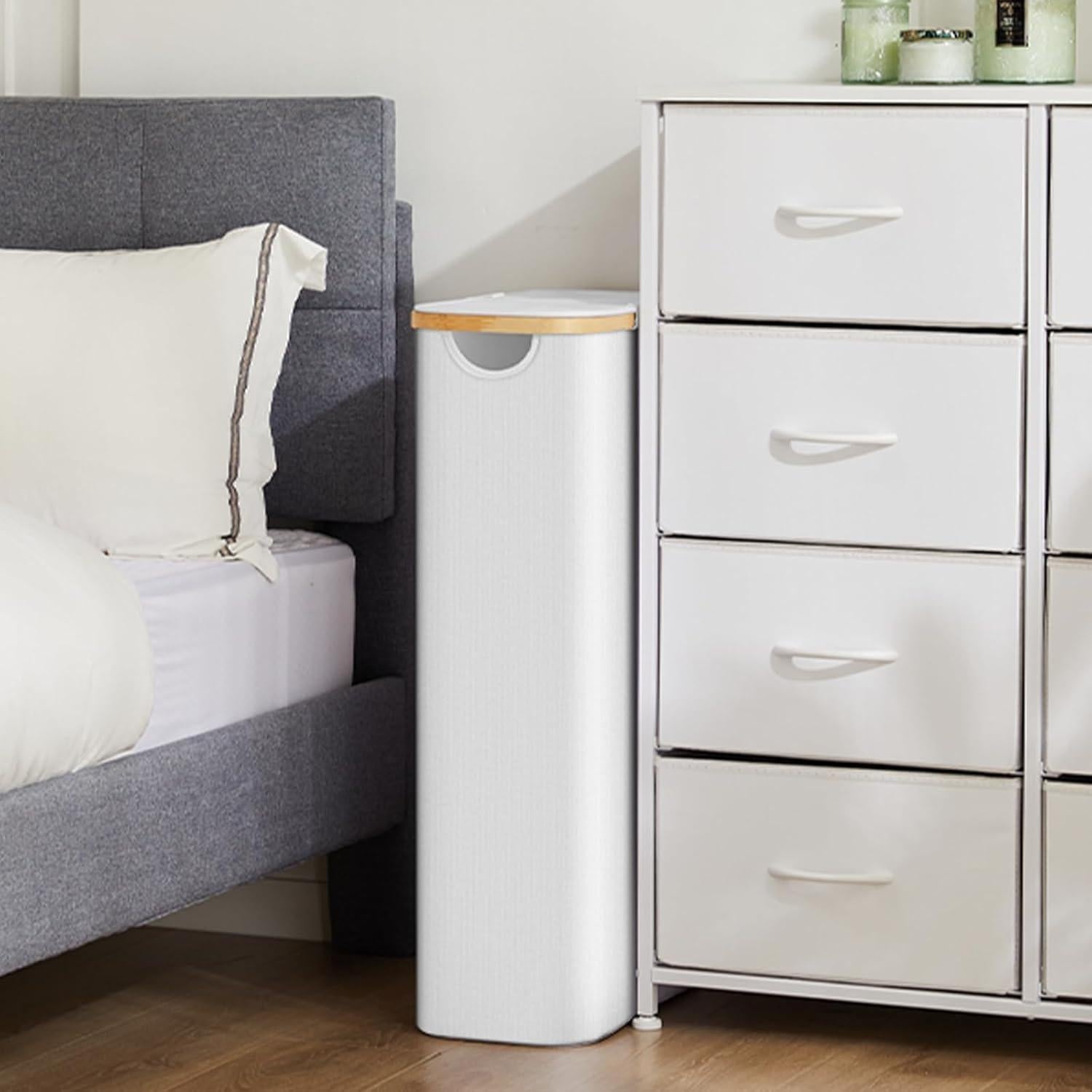 Cesta de lavandería delgada 63L con tapa y bolsa extraíble - Fiona