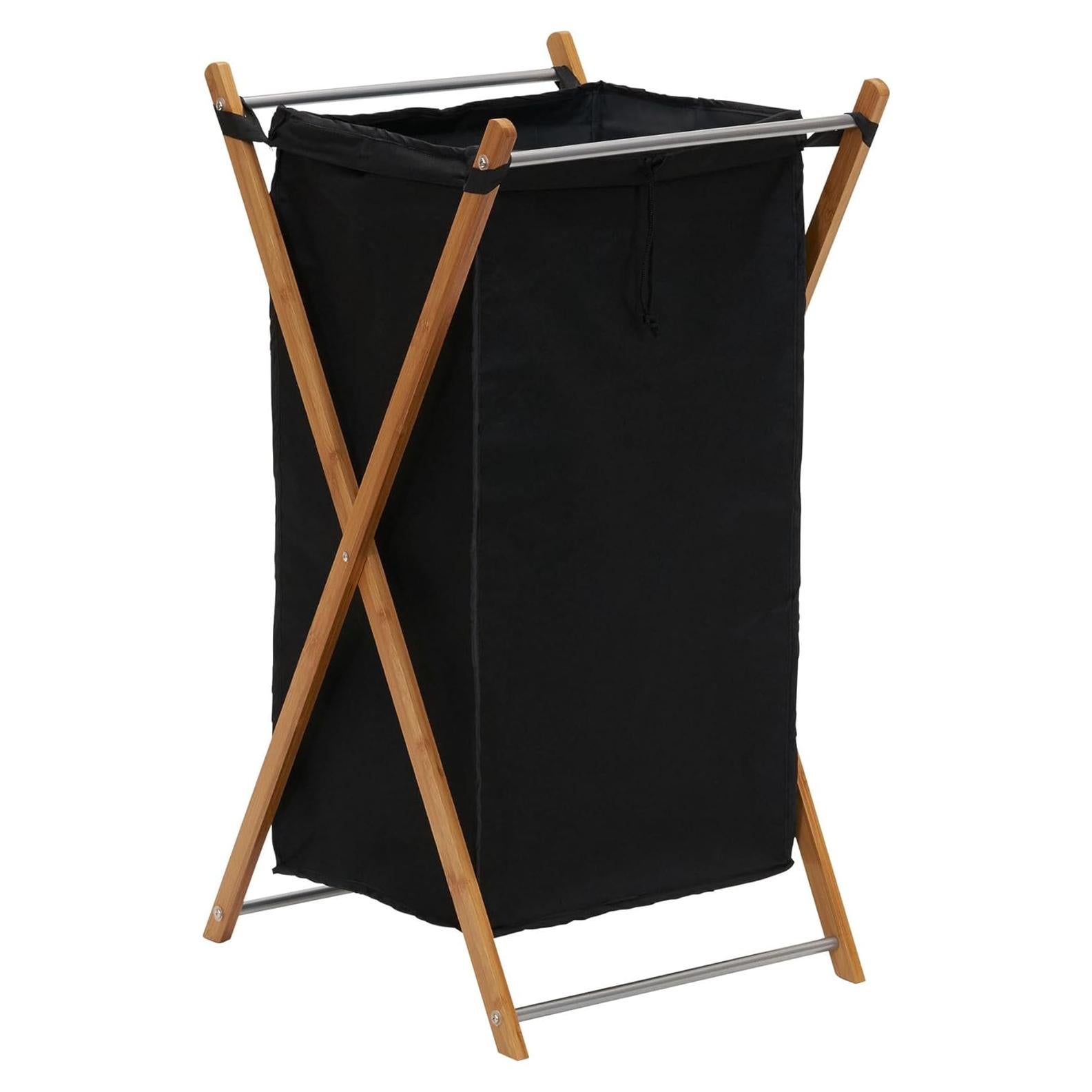 Cesto de Bambú Household Essentials 40L Plegable con Forro Negro