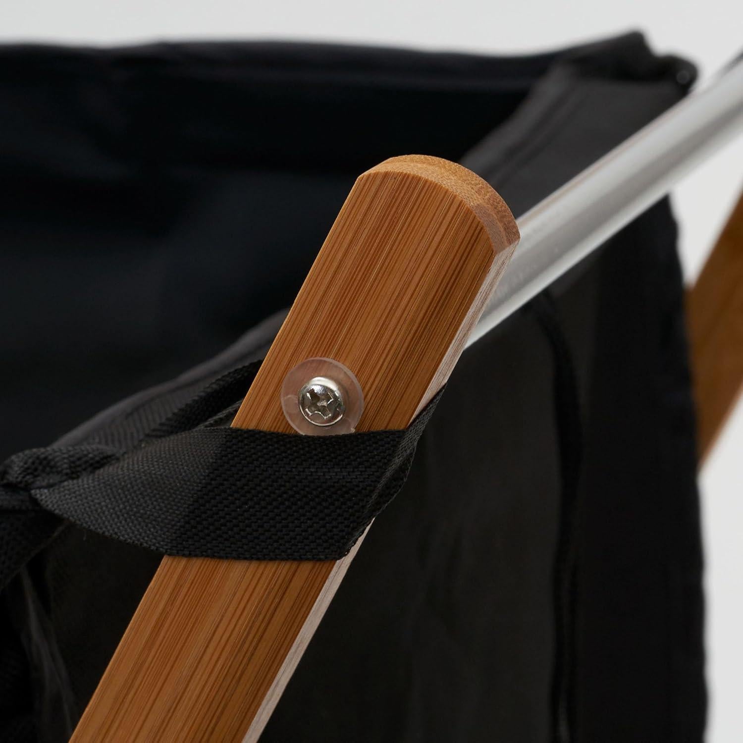 Cesto de Bambú Household Essentials 40L Plegable con Forro Negro