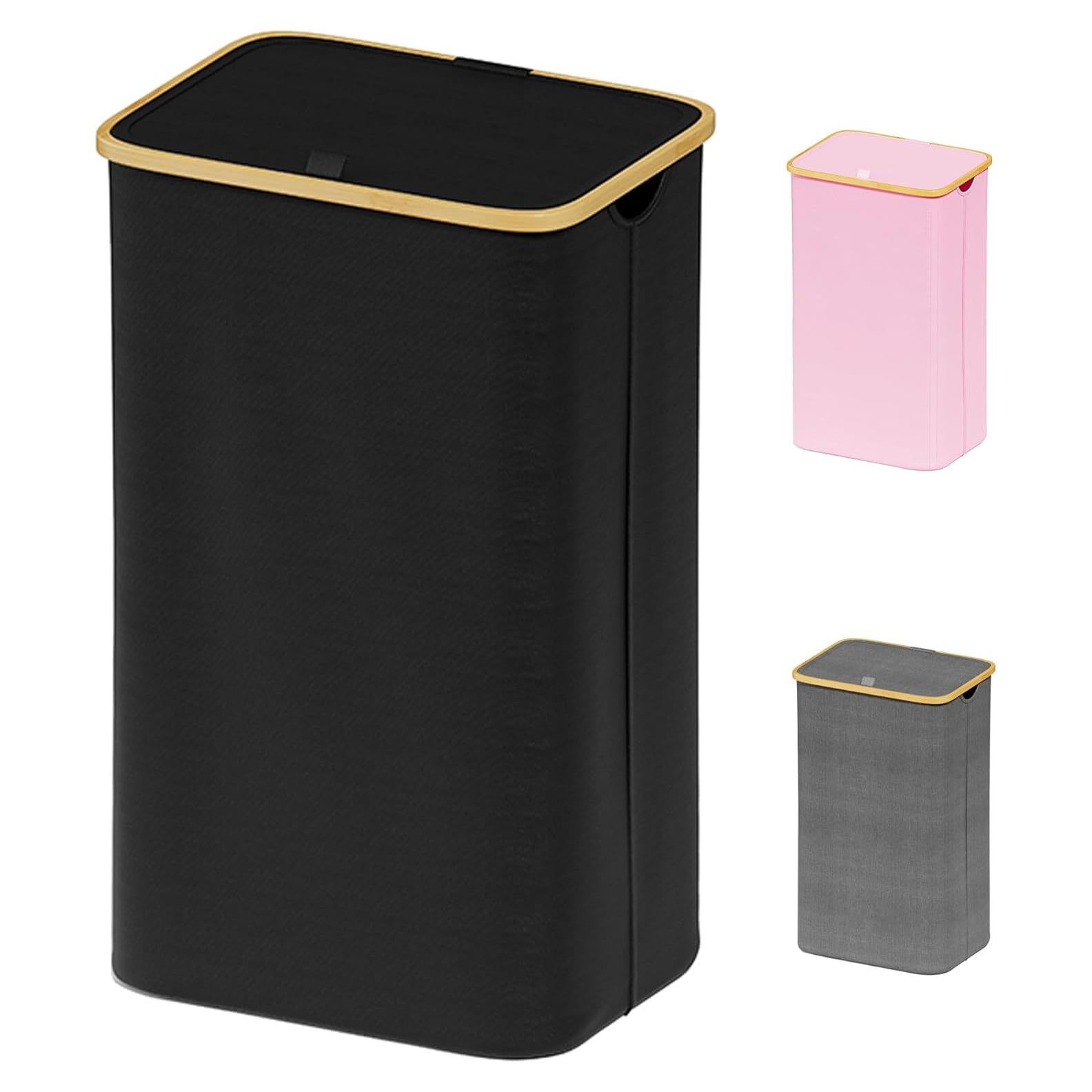 Cesta de Ropa SUOCO Plegable con Tapa 110L Negra