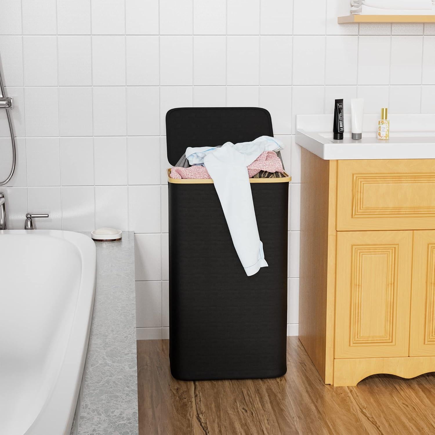 Cesta de Ropa SUOCO Plegable con Tapa 110L Negra