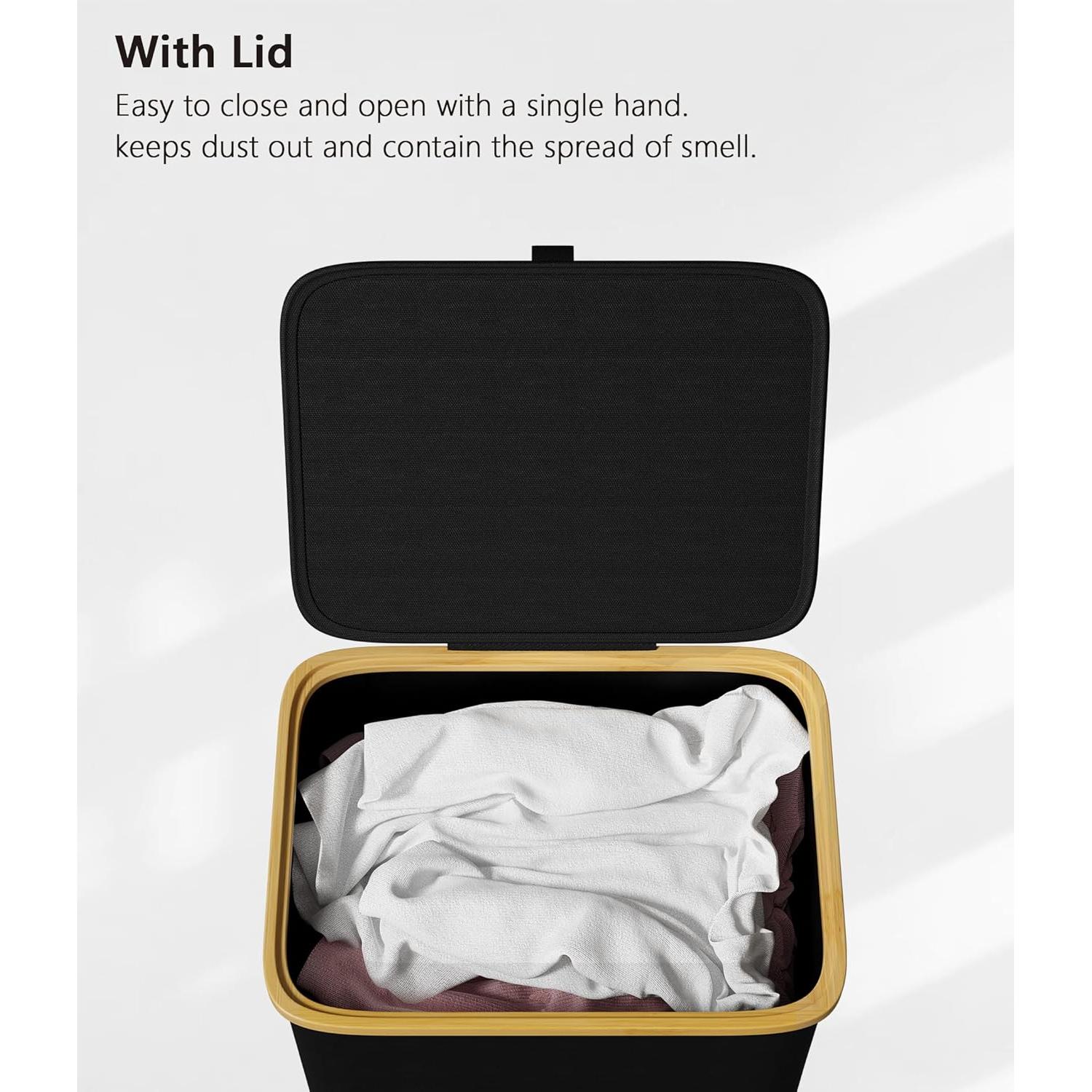 Cesta de Ropa SUOCO Plegable con Tapa 110L Negra