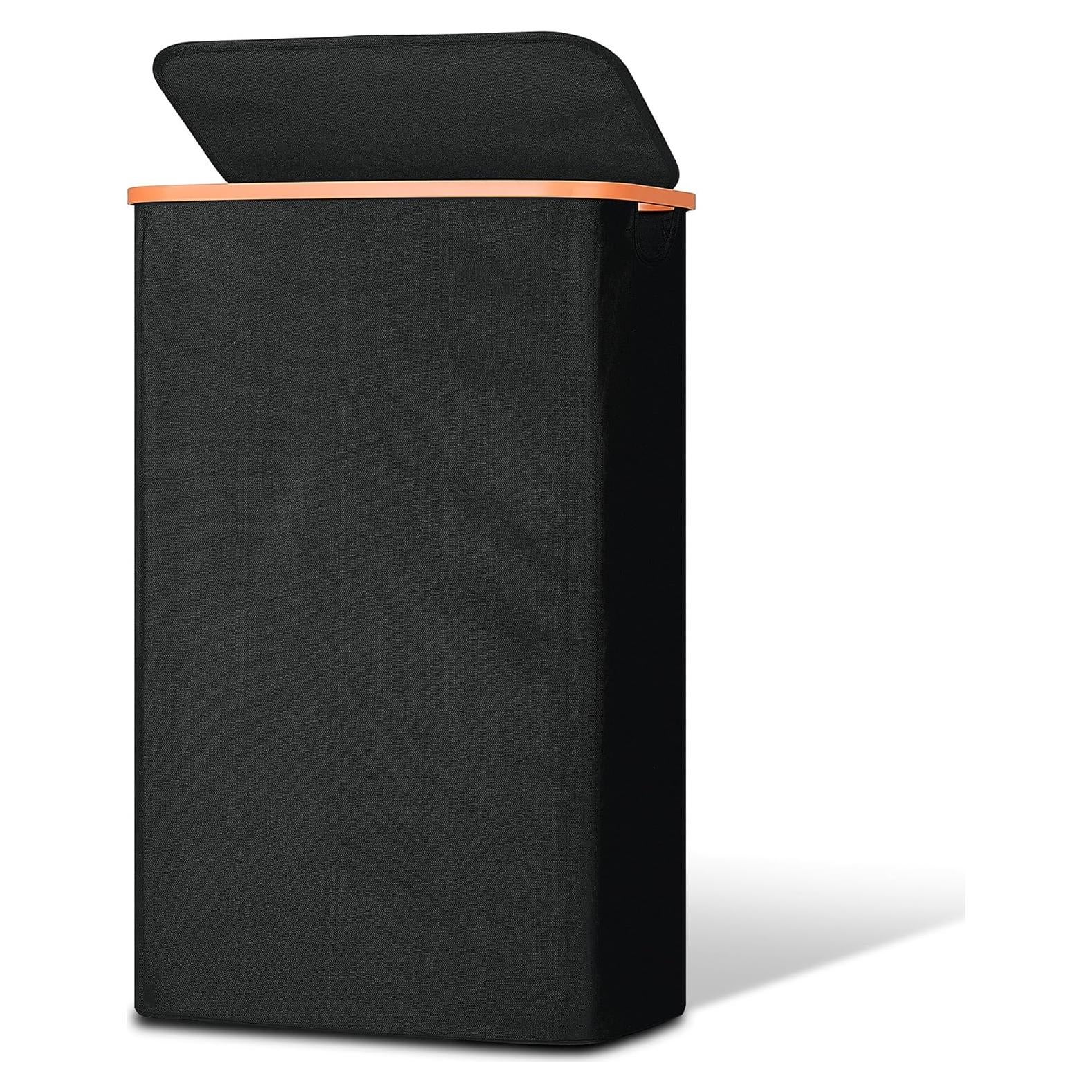 Cesta de lavandería delgada Vincona 75L con tapa negra