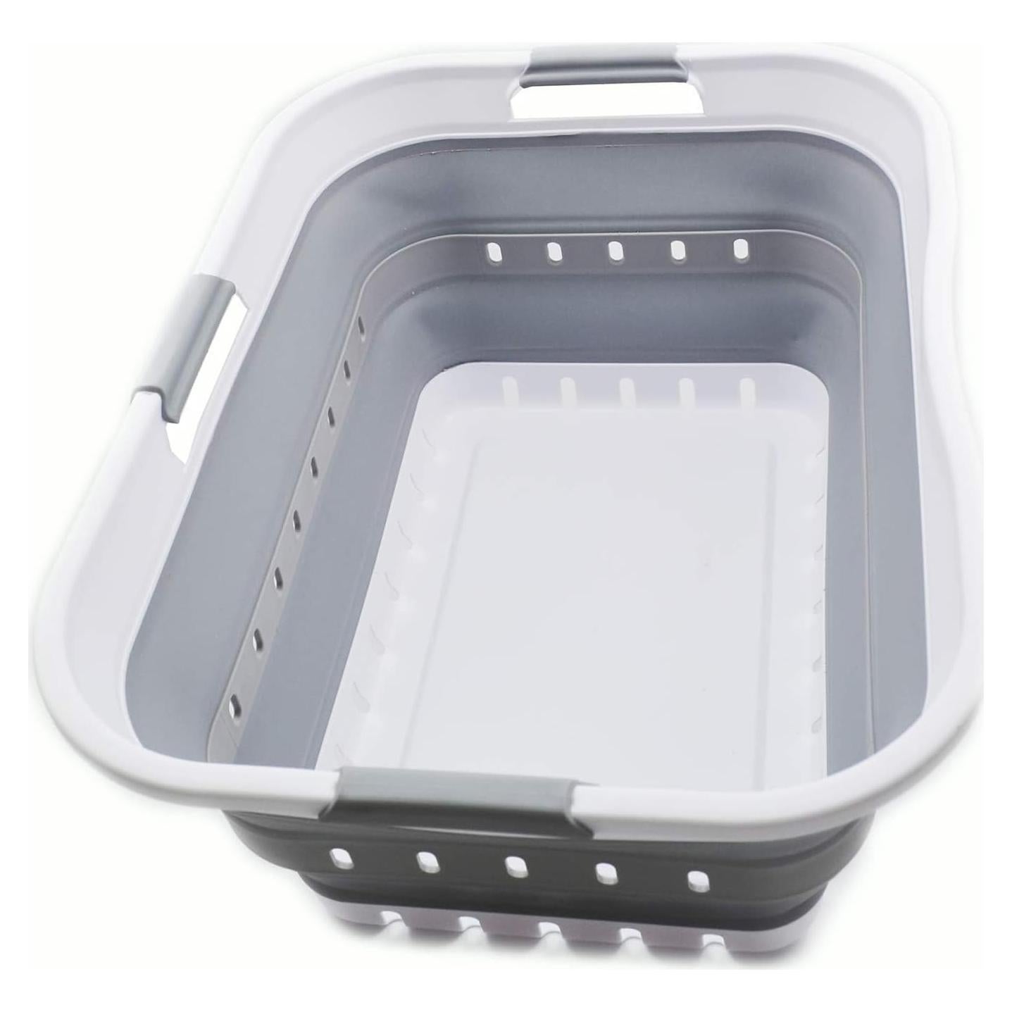 Canasta de Ropa Plegable SAMMART 42L Blanco/Gris - Organizador Compacto