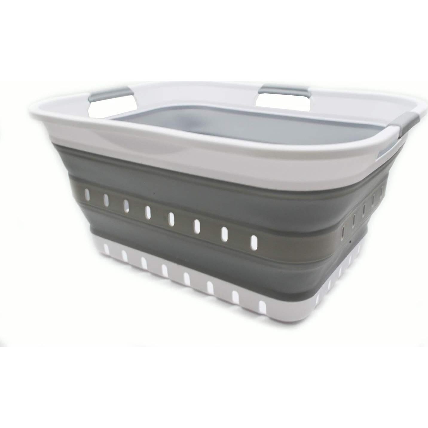 Canasta de Ropa Plegable SAMMART 42L Blanco/Gris - Organizador Compacto