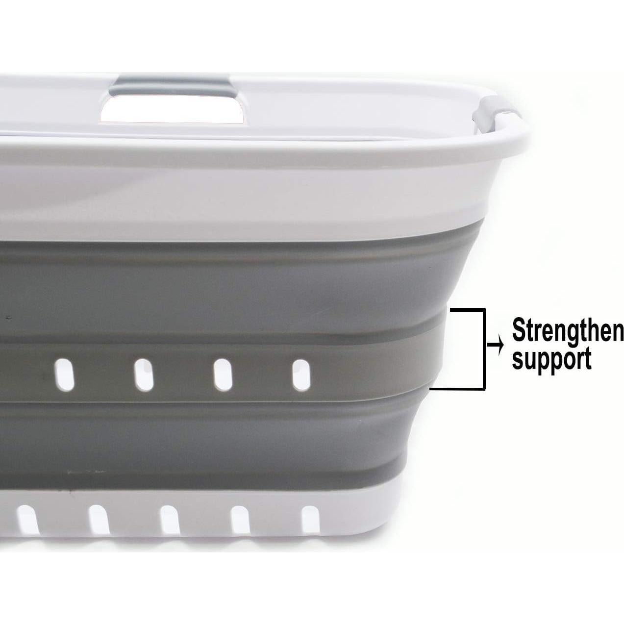 Canasta de Ropa Plegable SAMMART 42L Blanco/Gris - Organizador Compacto