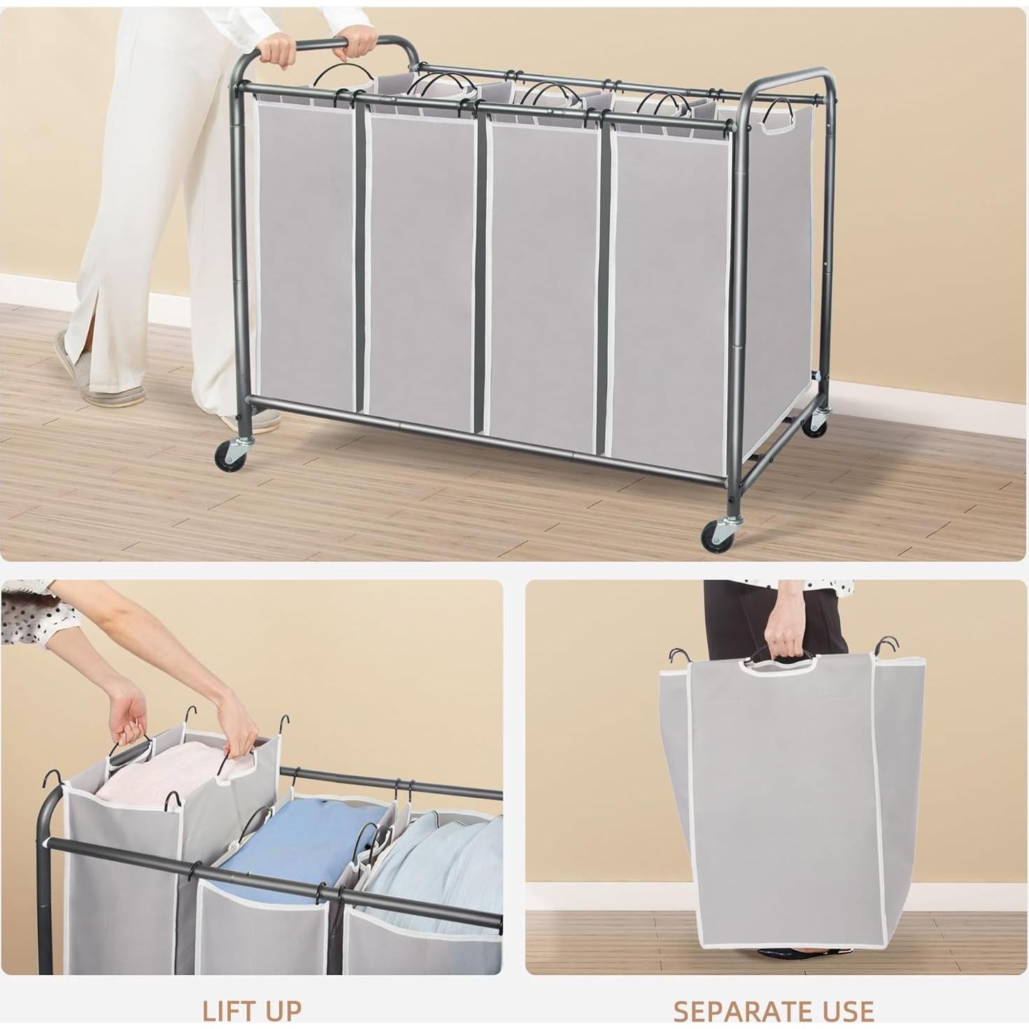 Clasificador de Ropa STORAGE MANIAC 4 Secciones 181L Gris