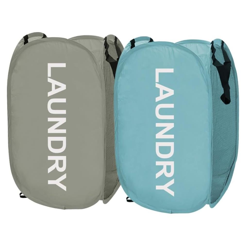 Cestas de Lavandería Larpur Pop Up 2 Piezas 81.4 L Gris Azul