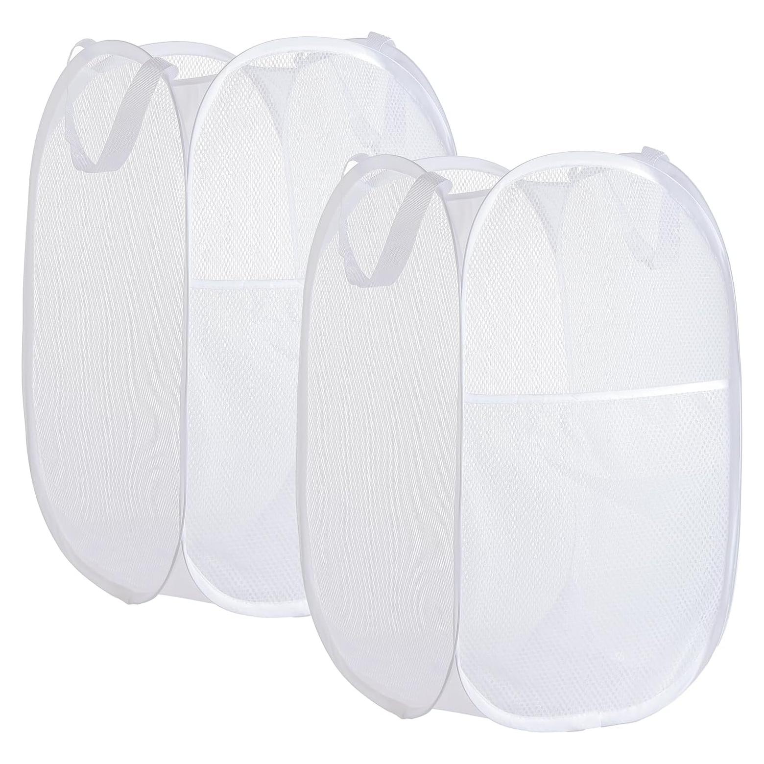 Cesta de Ropa Plegable BENJUN 50L Malla Transpirable Blanca