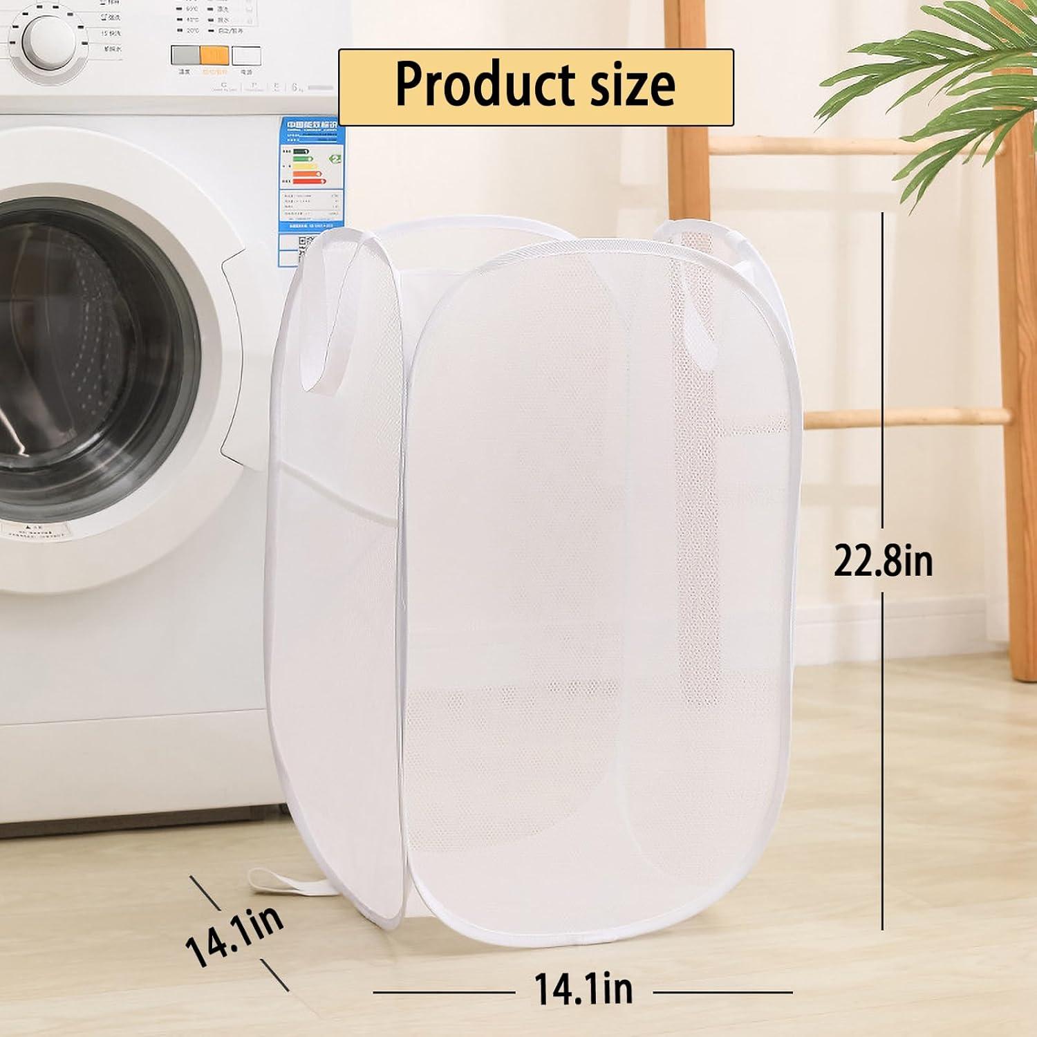 Cesta de Ropa Plegable BENJUN 50L Malla Transpirable Blanca