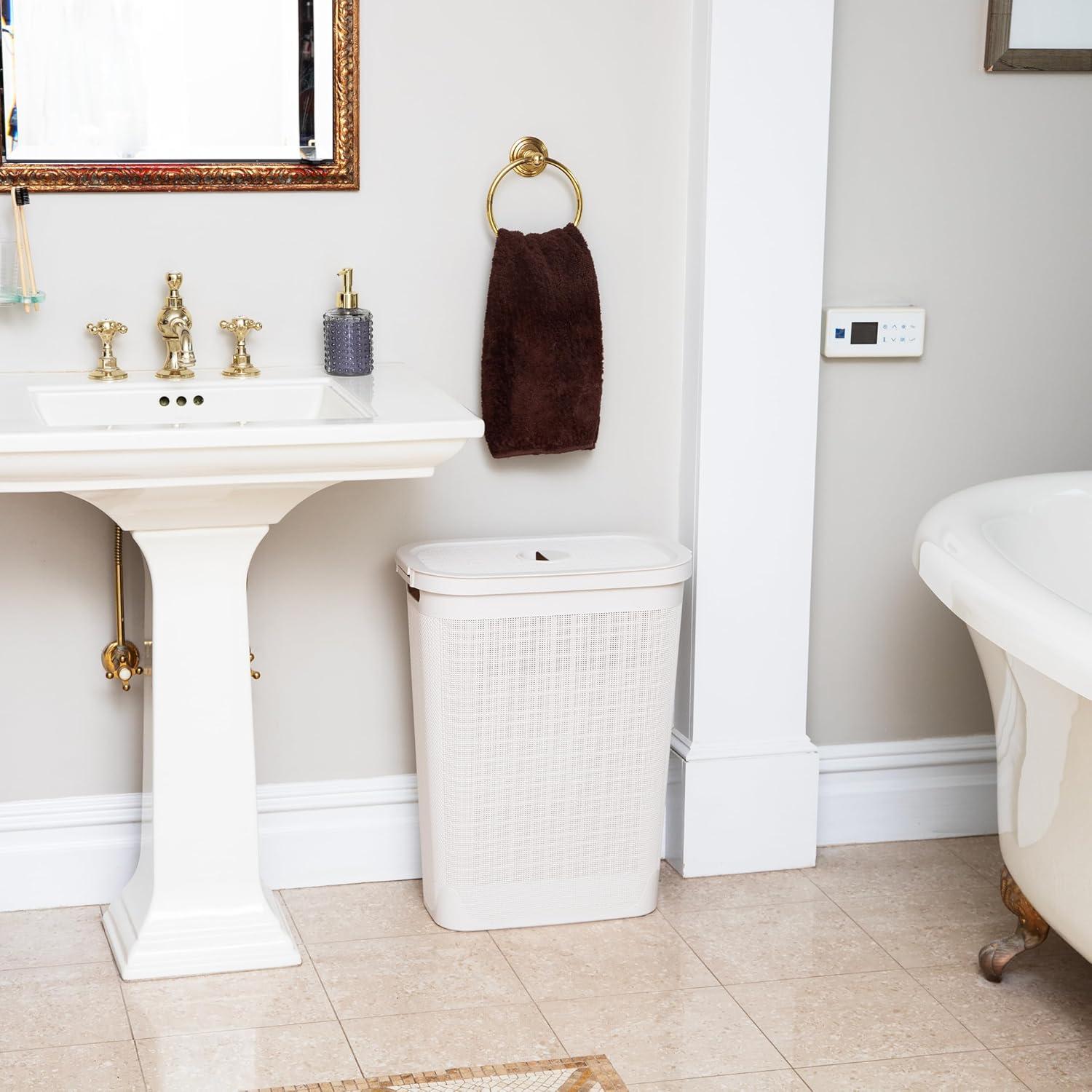 Cesto de Ropa Slim Mind Reader 40L Blanco con Tapa