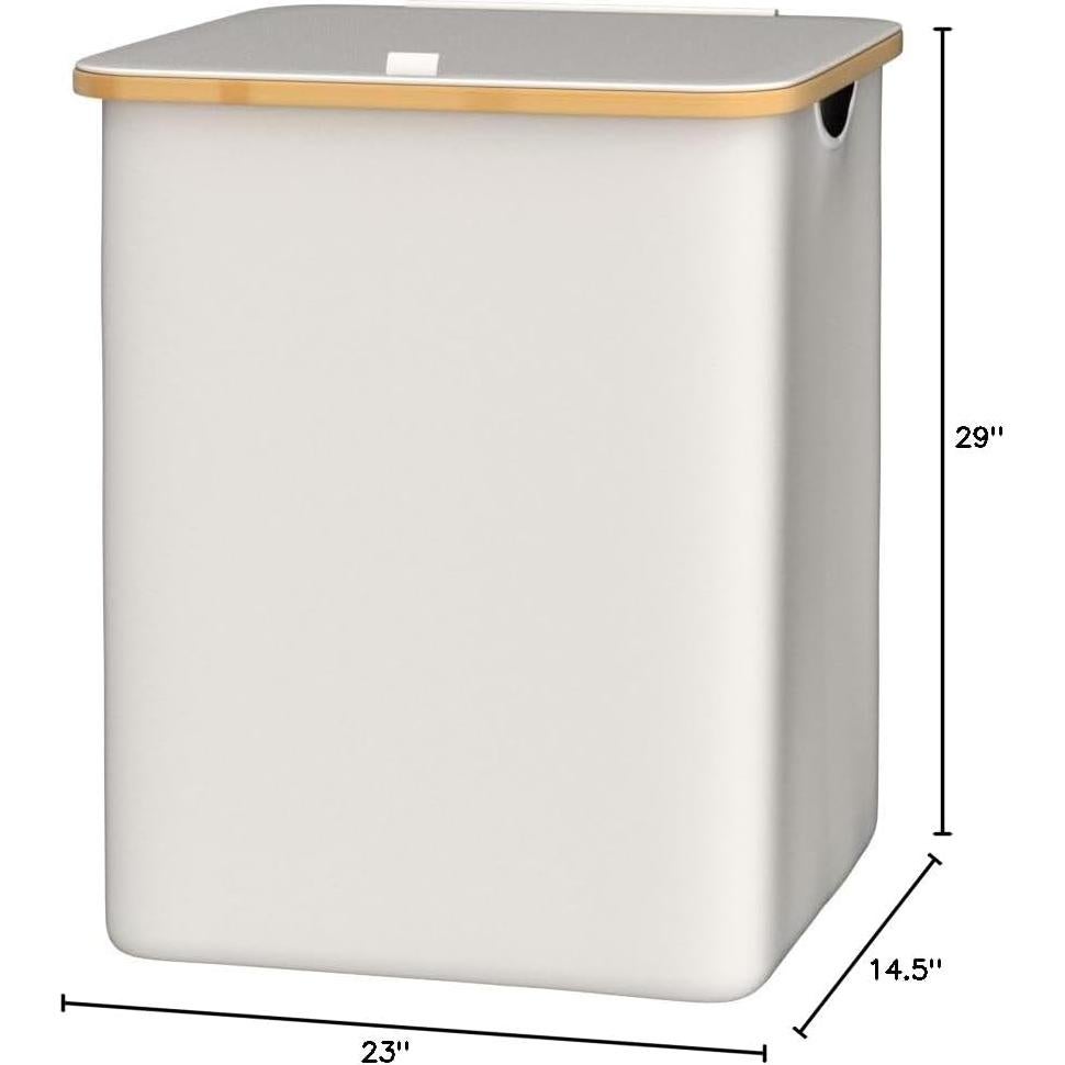 Cesta de Ropa Sucia con Tapa Bathola 160L Beige 3 Secciones