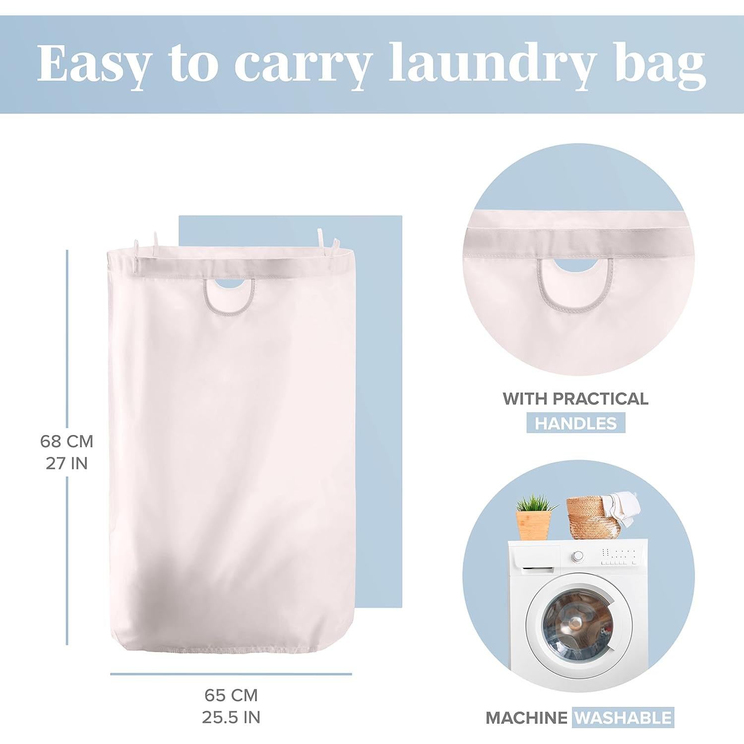 Cesta de Ropa Beige Lonbet con Tapa y Asas - 98 Litros