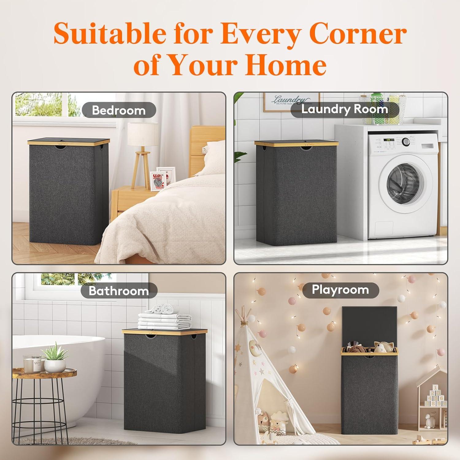 Cesta de Ropa Sucia Doble Lifewit 160L con Tapa y Asas