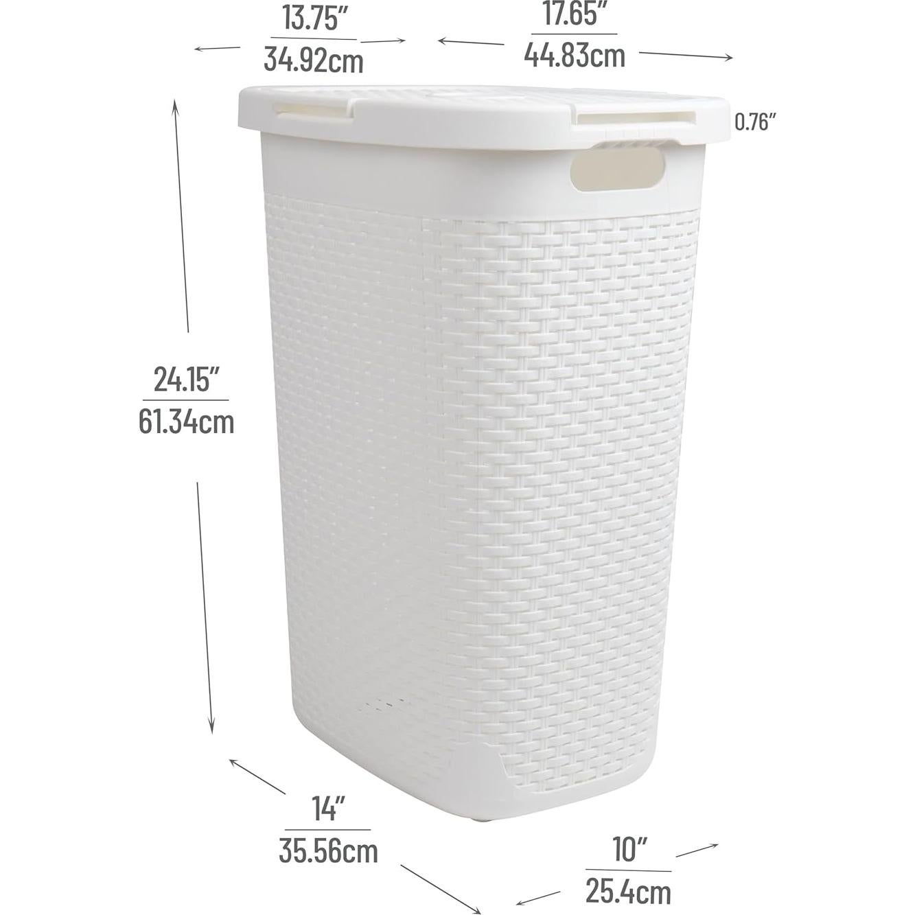 Cesta de Ropa Slim Mind Reader 60L 2-Pack Blanco con Tapa