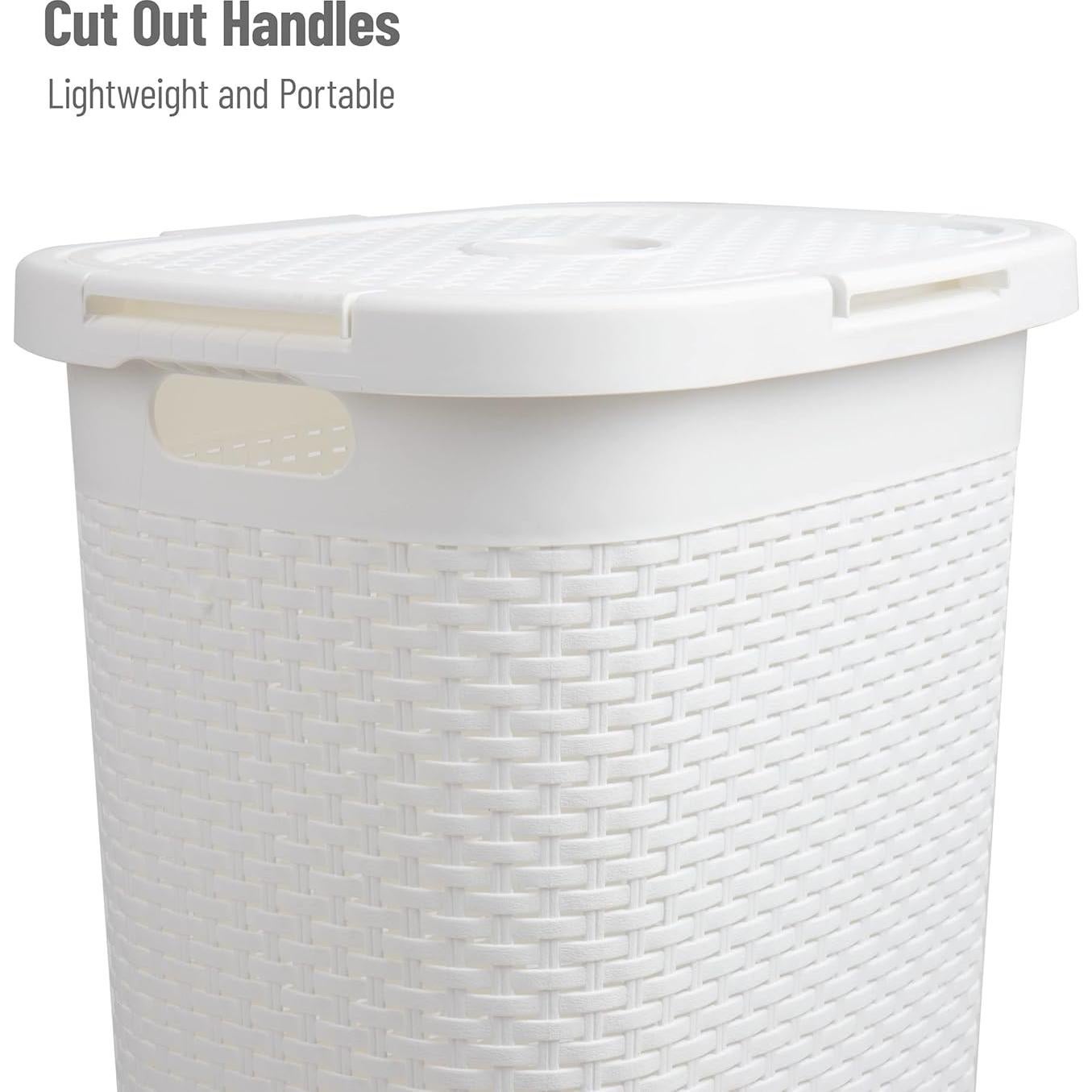 Cesta de Ropa Slim Mind Reader 60L 2-Pack Blanco con Tapa