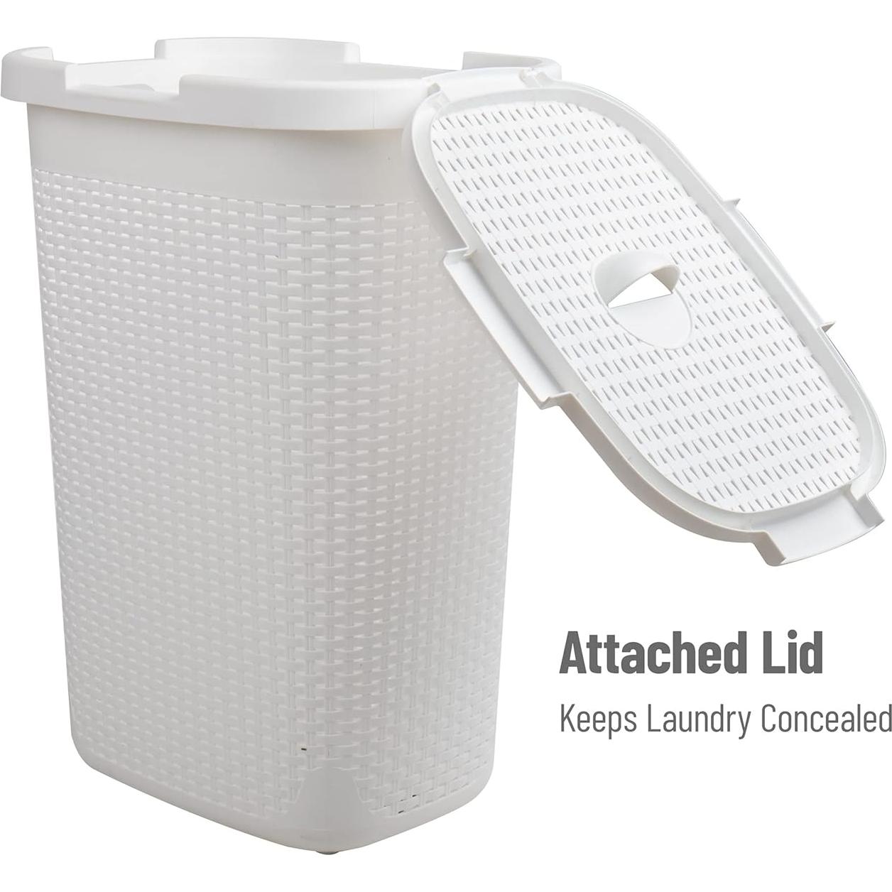 Cesta de Ropa Slim Mind Reader 60L 2-Pack Blanco con Tapa