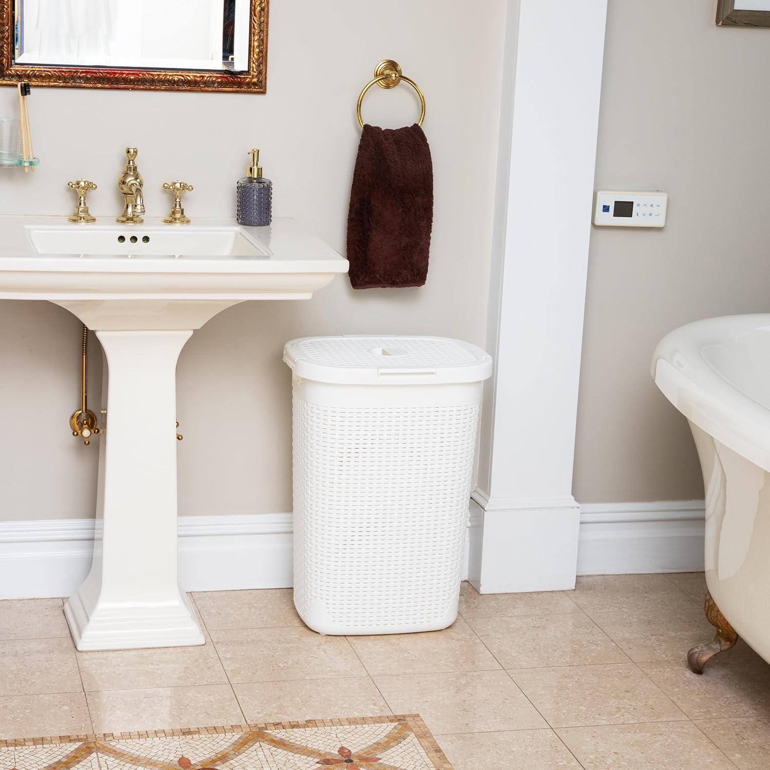 Cesta de Ropa Slim Mind Reader 60L 2-Pack Blanco con Tapa