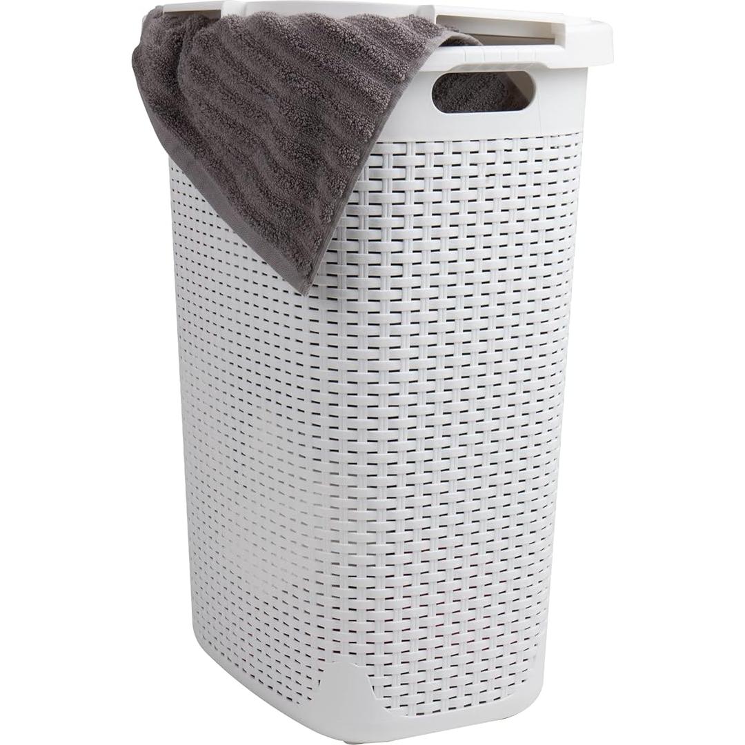 Cesta de Ropa Slim Mind Reader 60L 2-Pack Blanco con Tapa