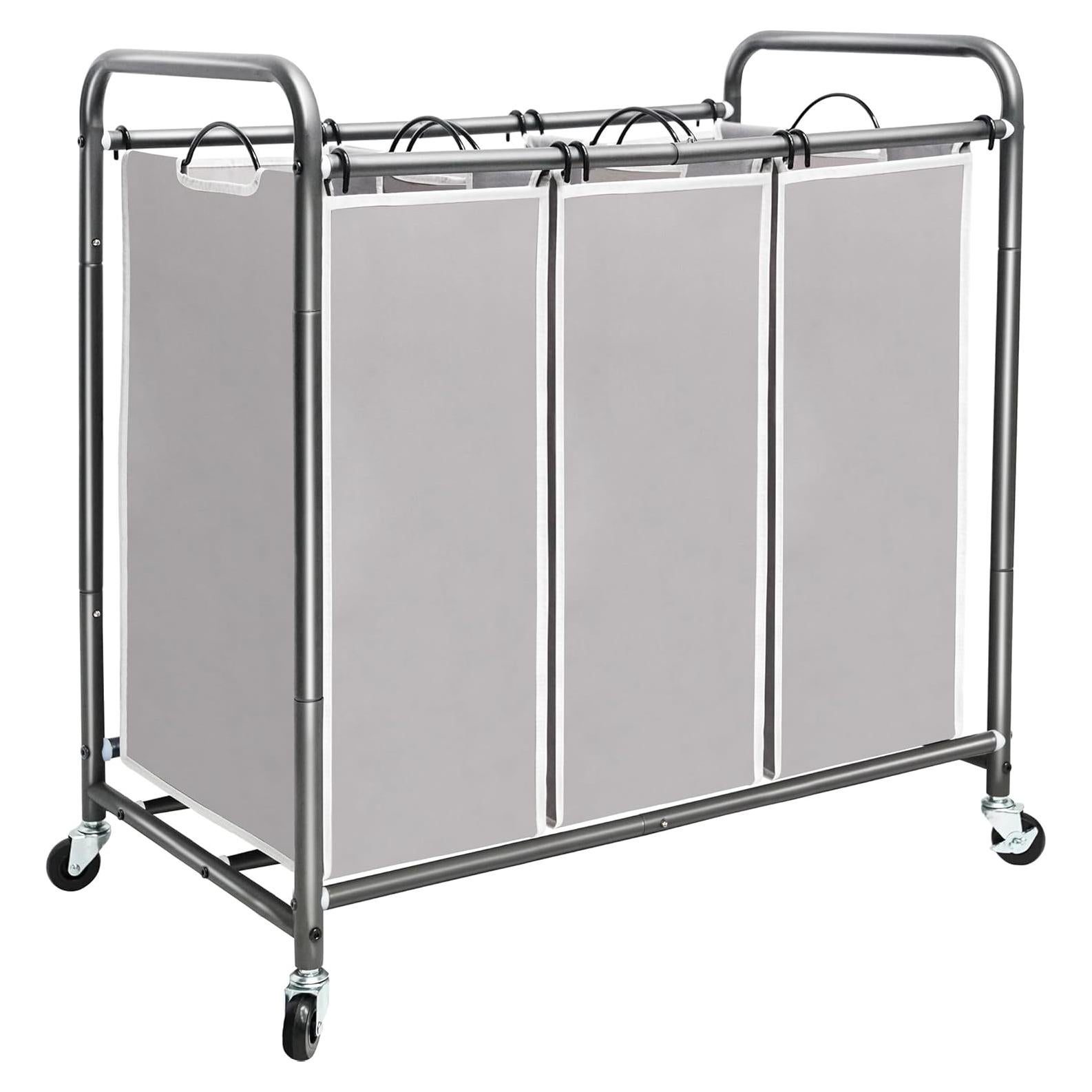Carro Clasificador de Ropa STORAGE MANIAC 3 Secciones Gris 136L