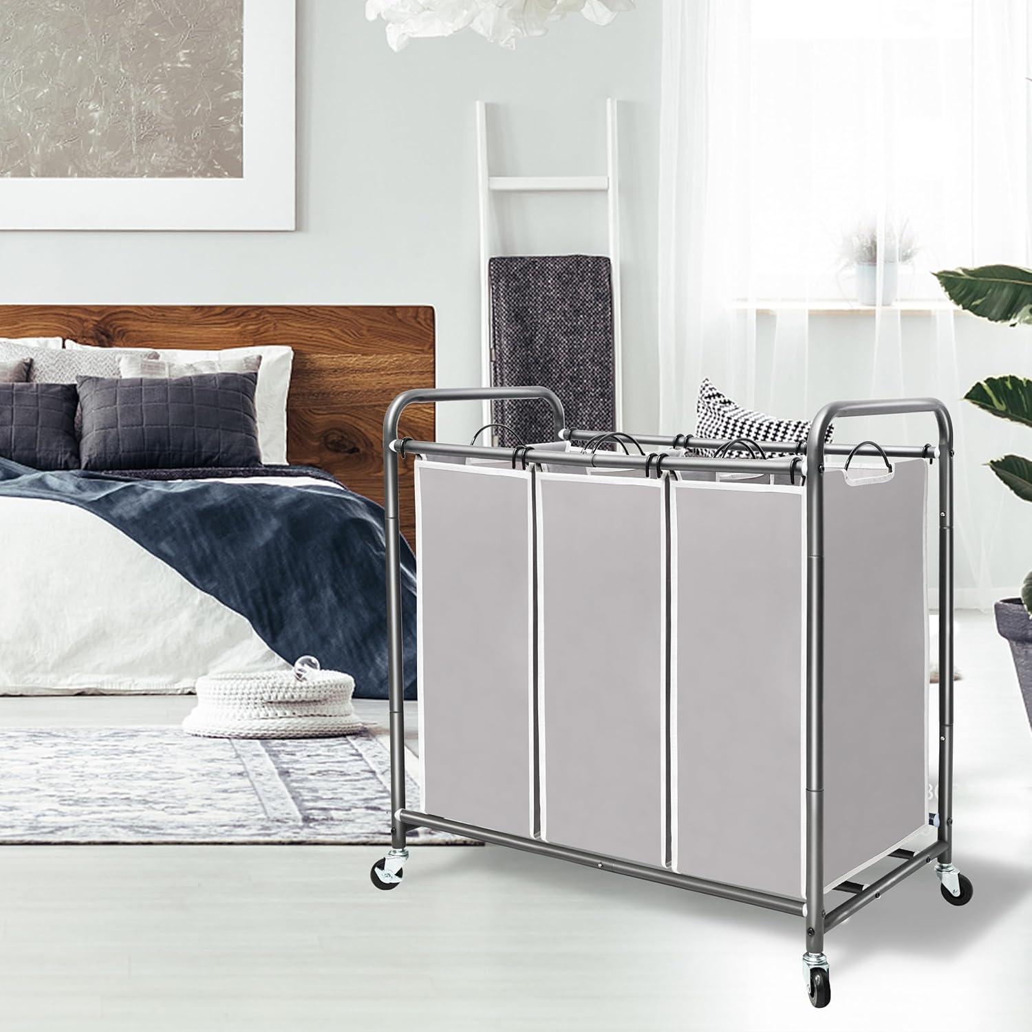 Carro Clasificador de Ropa STORAGE MANIAC 3 Secciones Gris 136L