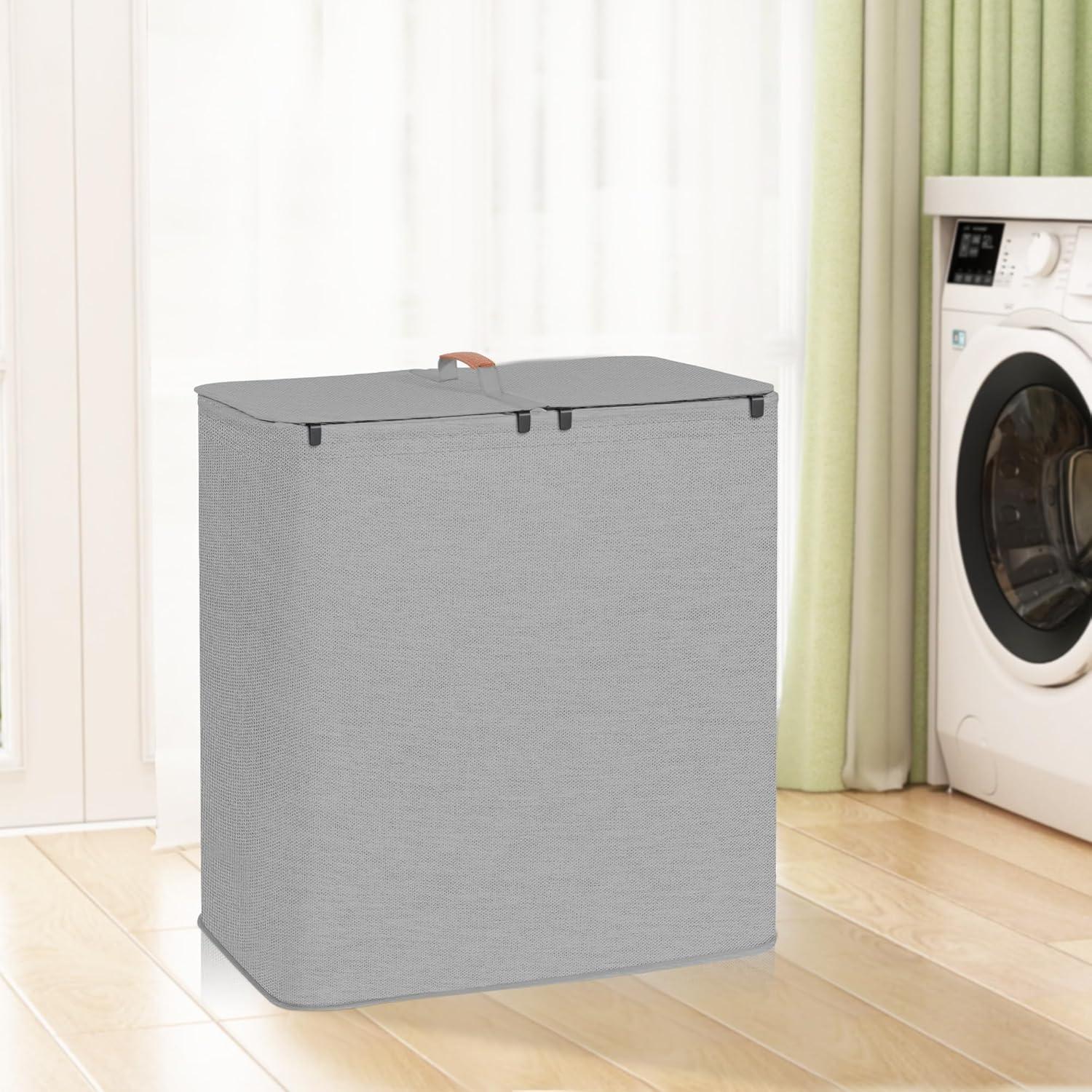 Cesta de Ropa Doble Storage Maniac 136L con Tapa y Asas